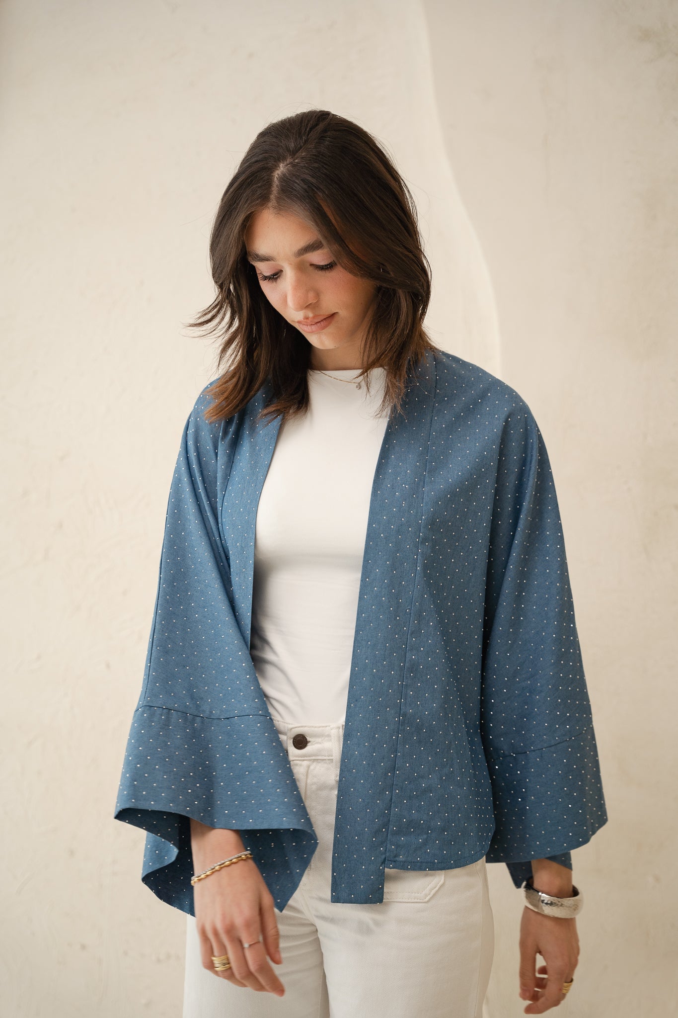 Starlight Studded Cardigan in Light blue