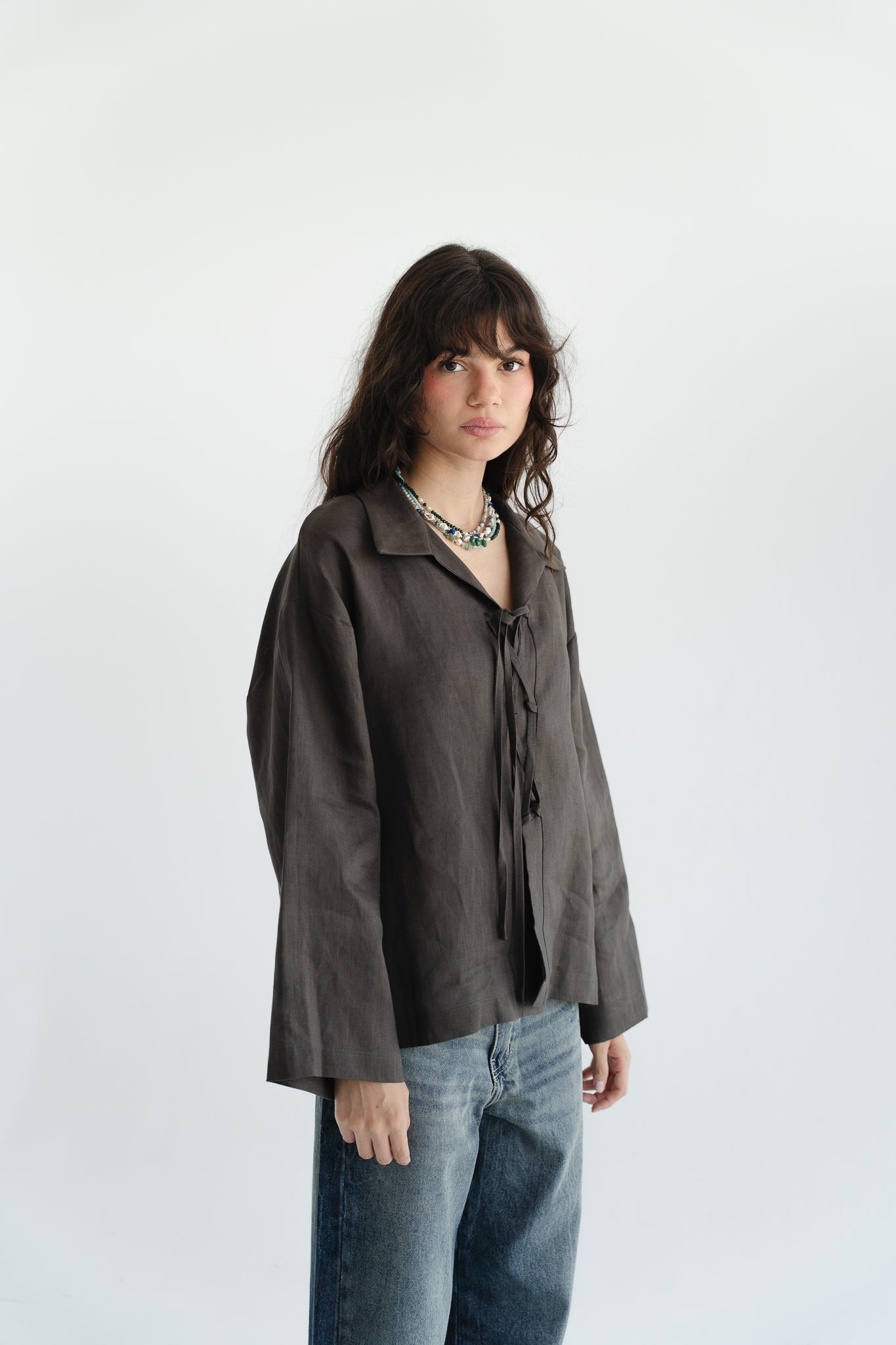 City Linen Blouse in Stone
