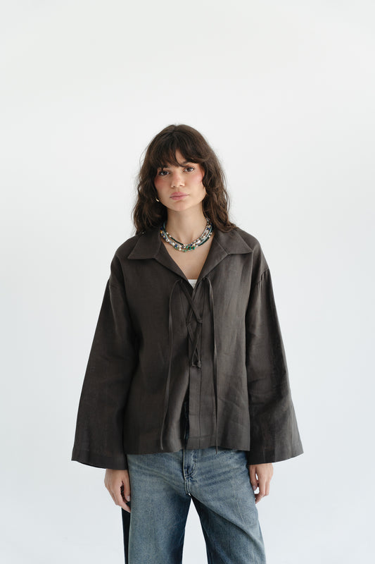 City Linen Blouse in Stone