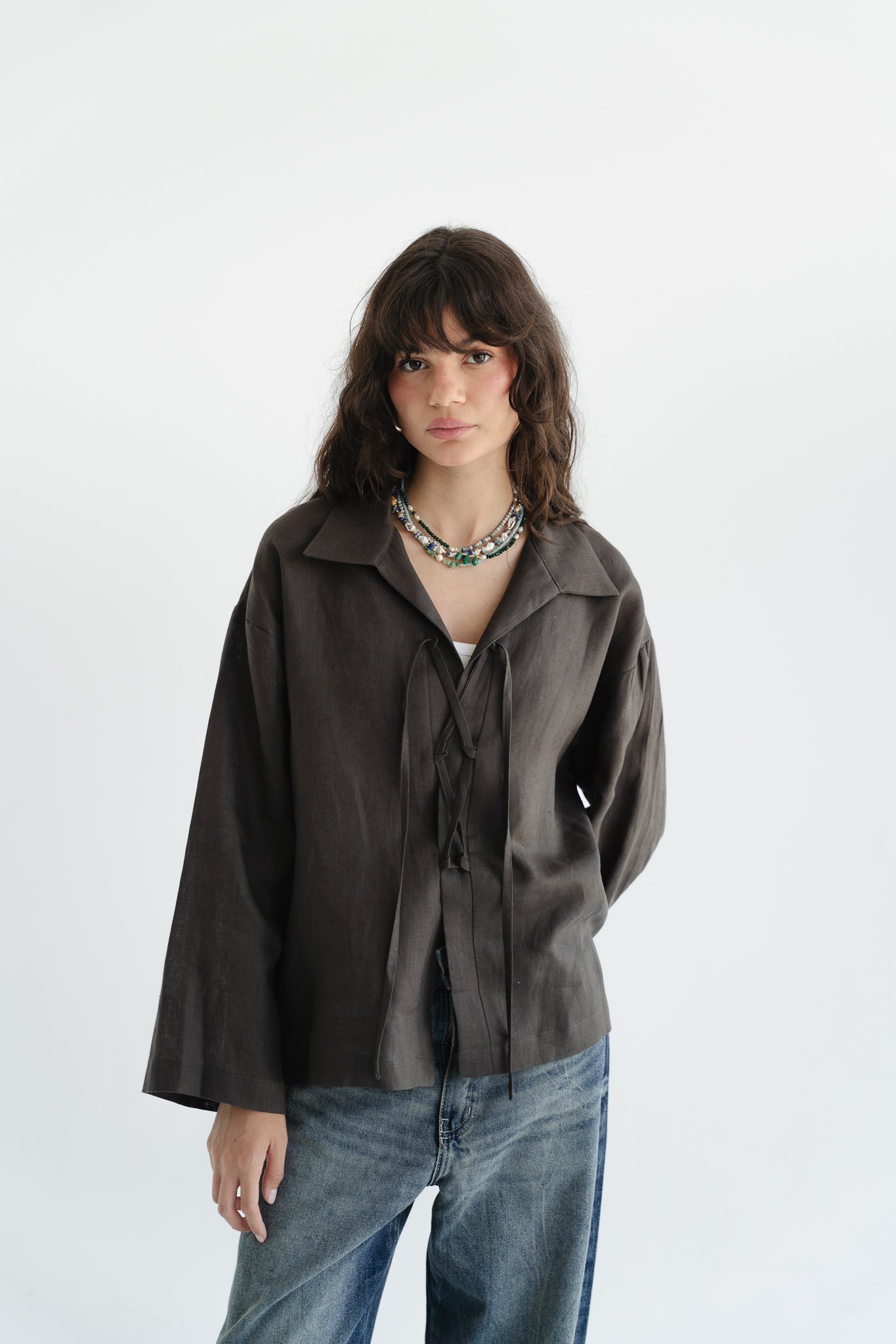 City Linen Blouse in Stone