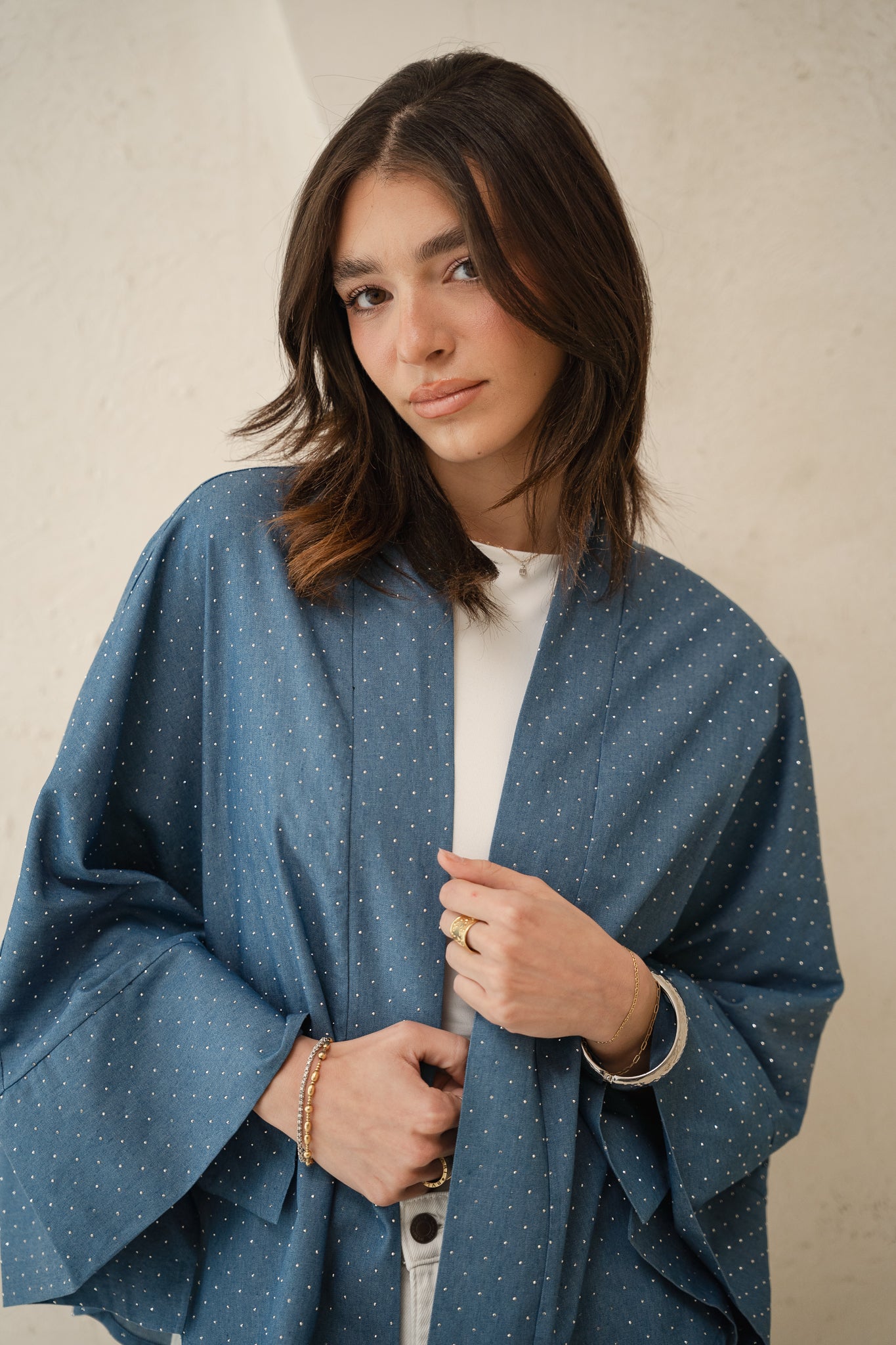 Starlight Studded Cardigan in Light blue