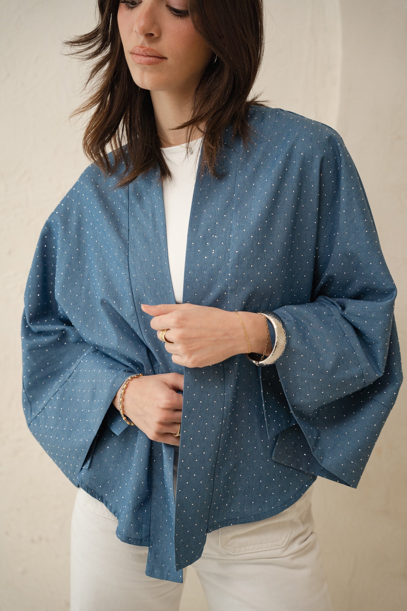 Starlight Studded Cardigan in Light blue