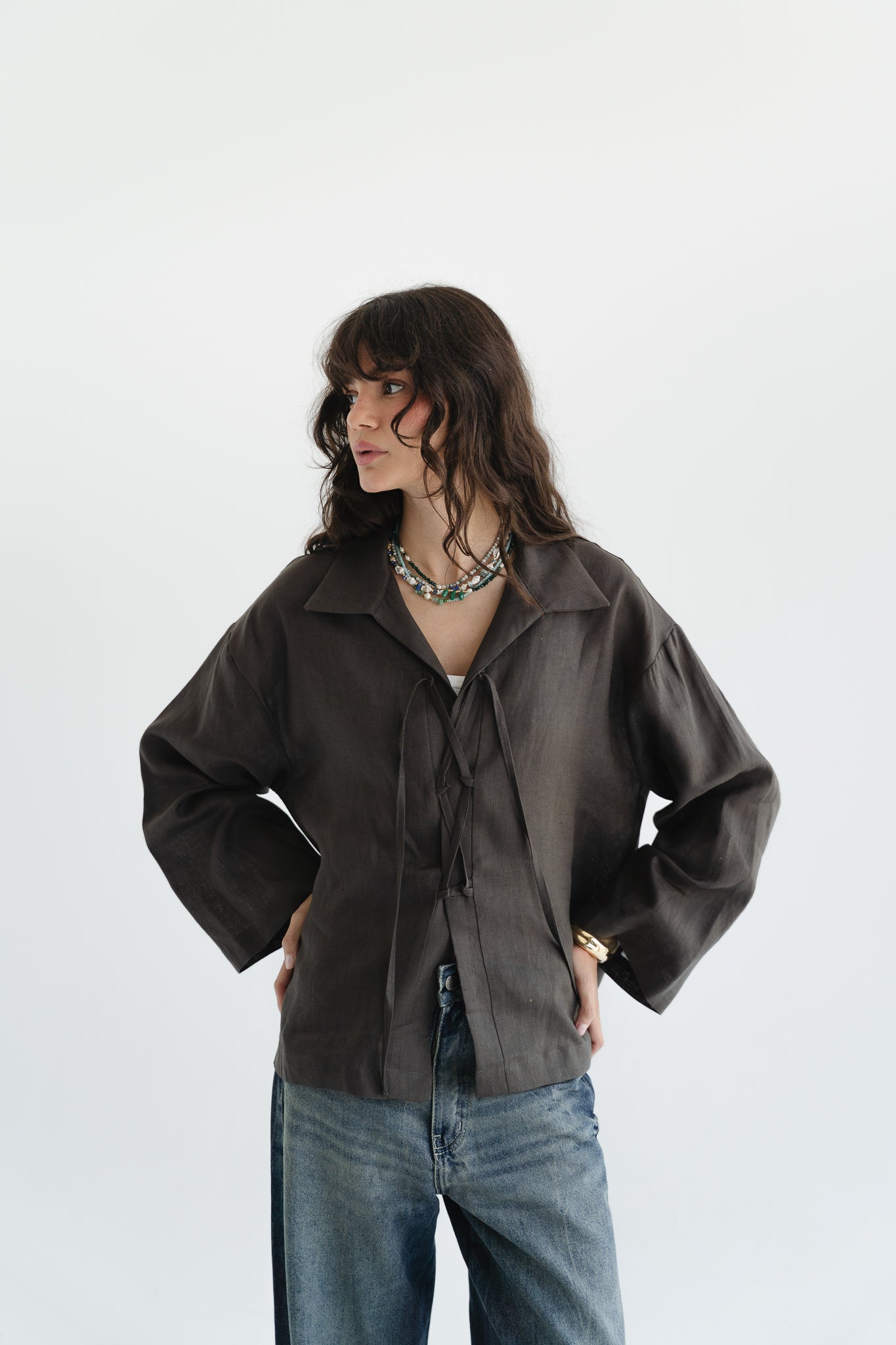 City Linen Blouse in Stone