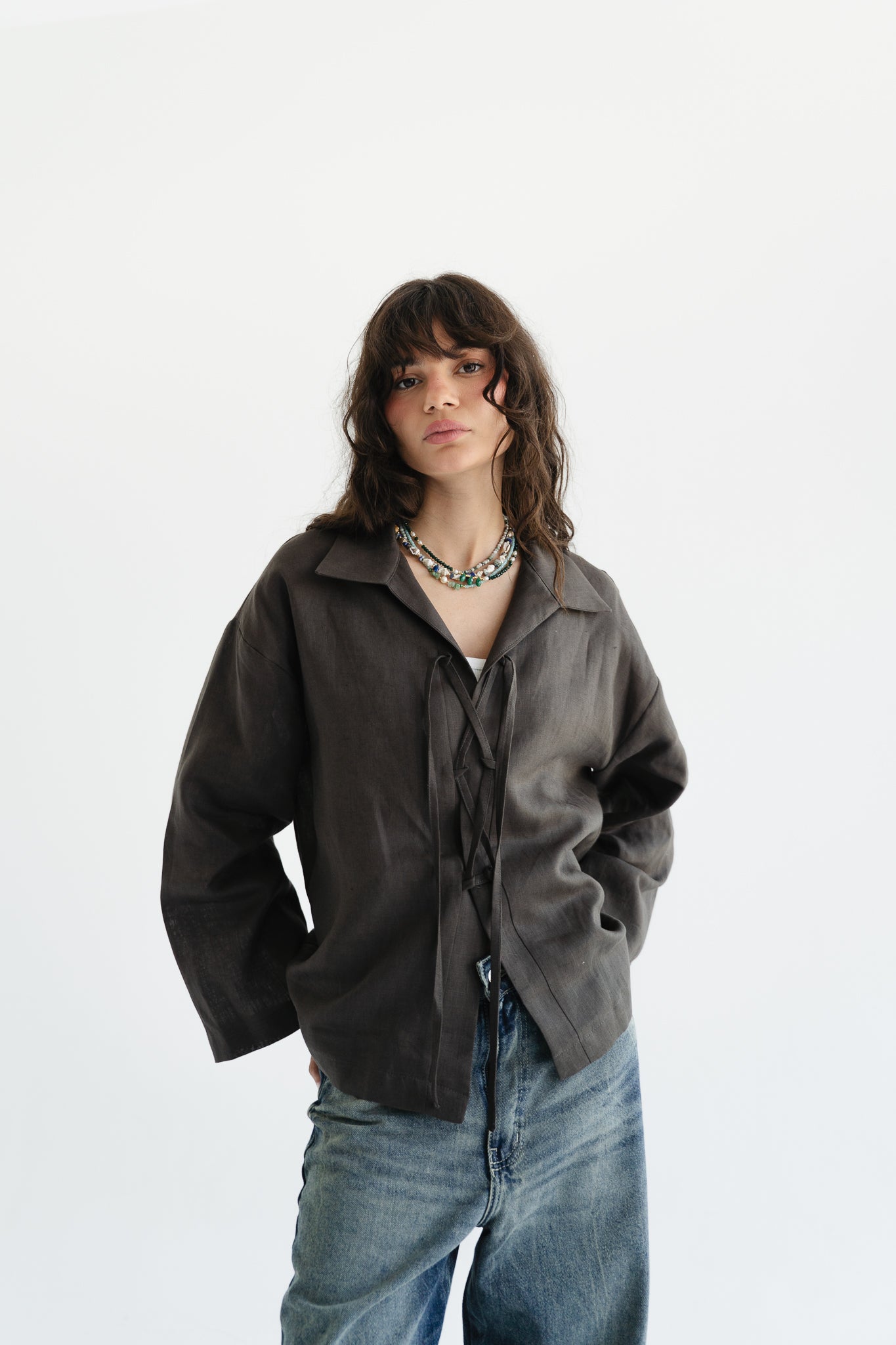 City Linen Blouse in Stone