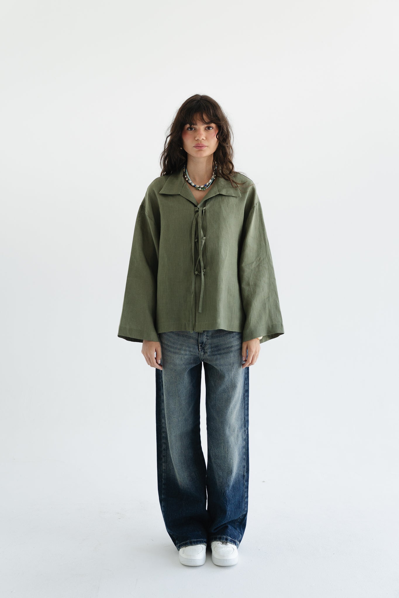 City Linen Blouse in Olive