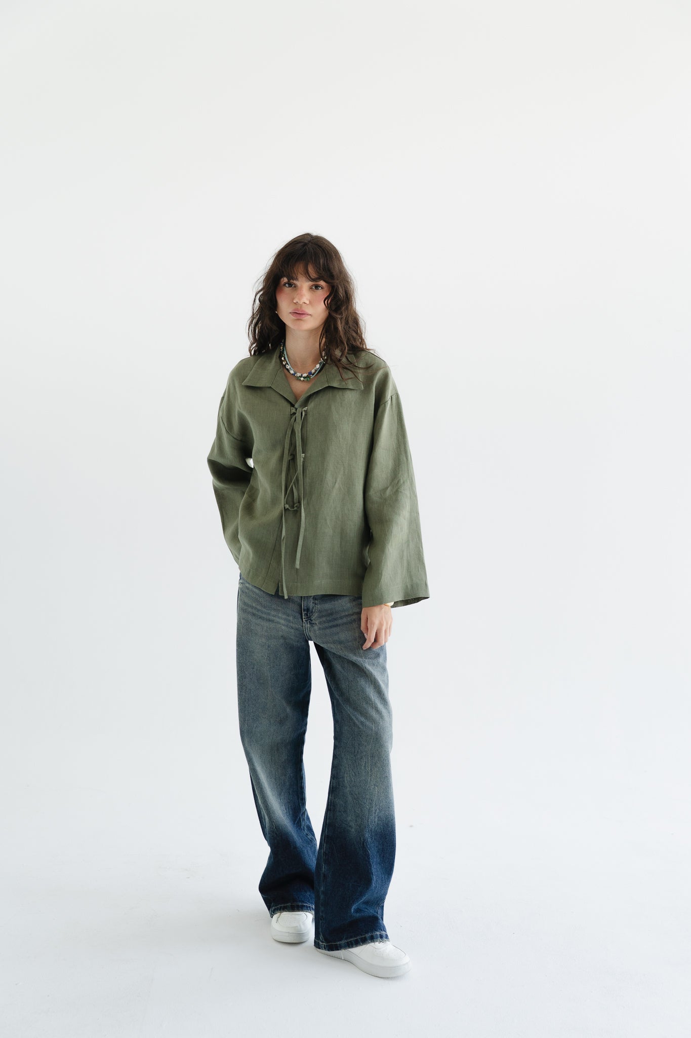 City Linen Blouse in Olive