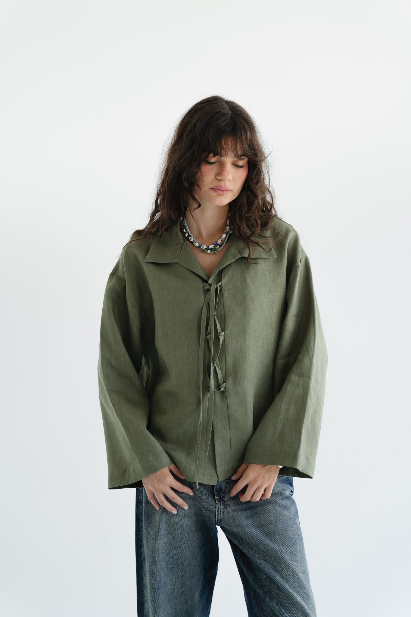 City Linen Blouse in Olive