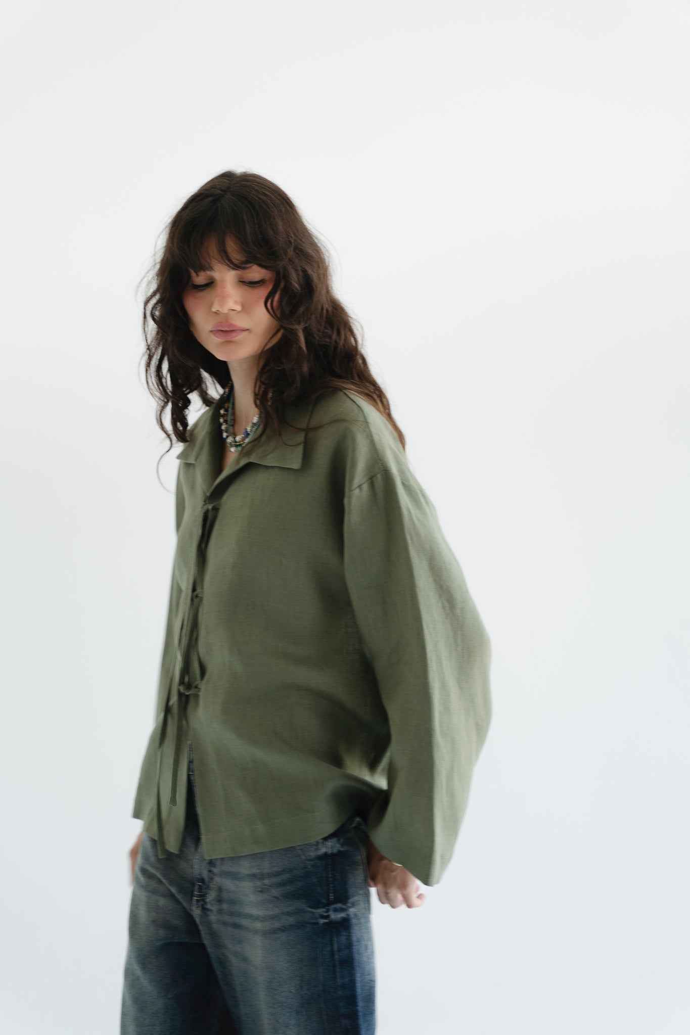City Linen Blouse in Olive