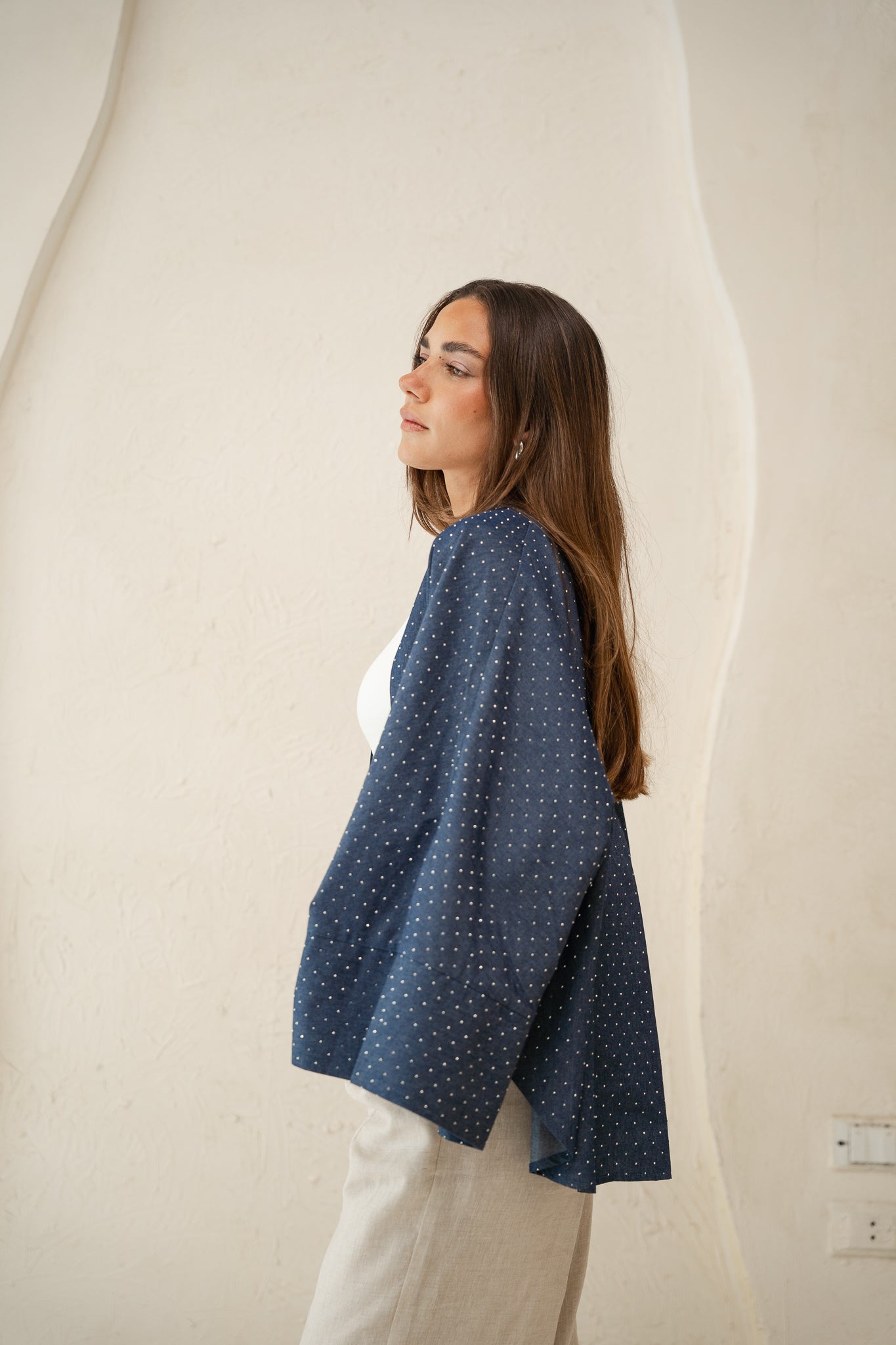 Starlight Studded Cardigan in dark blue