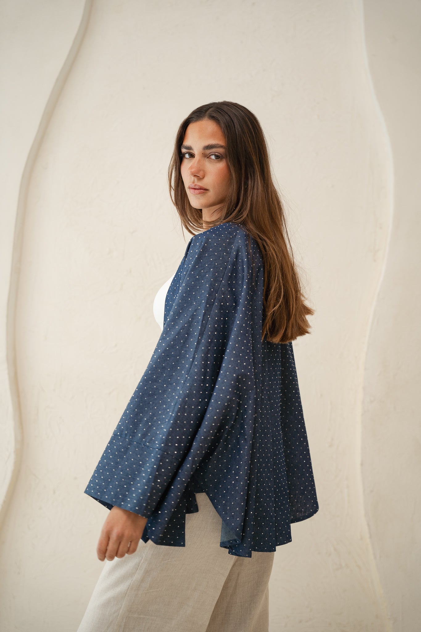 Starlight Studded Cardigan in dark blue