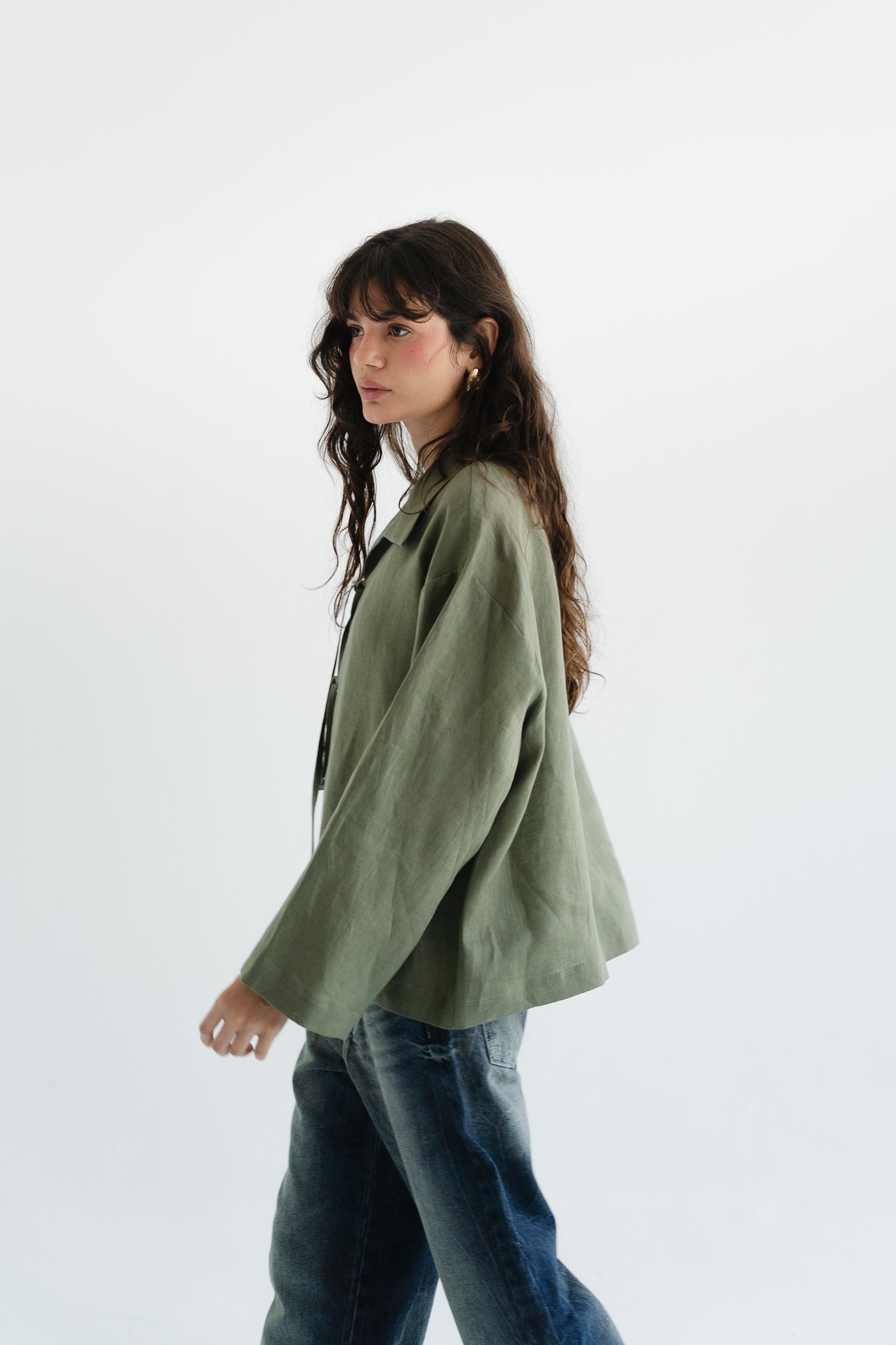 City Linen Blouse in Olive