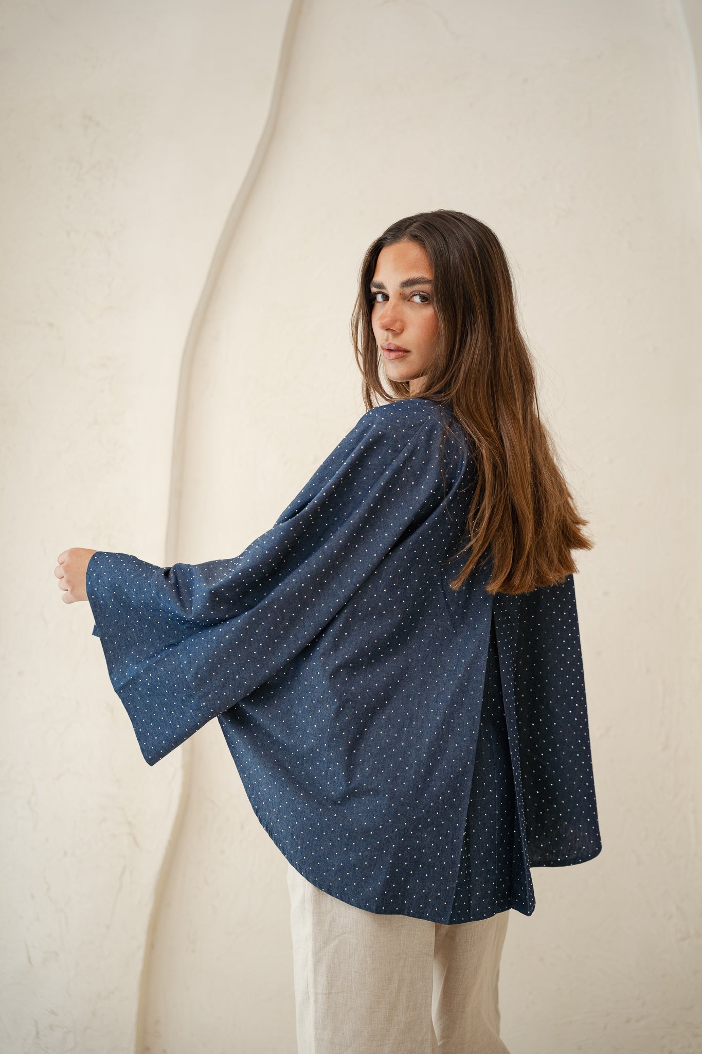 Starlight Studded Cardigan in dark blue