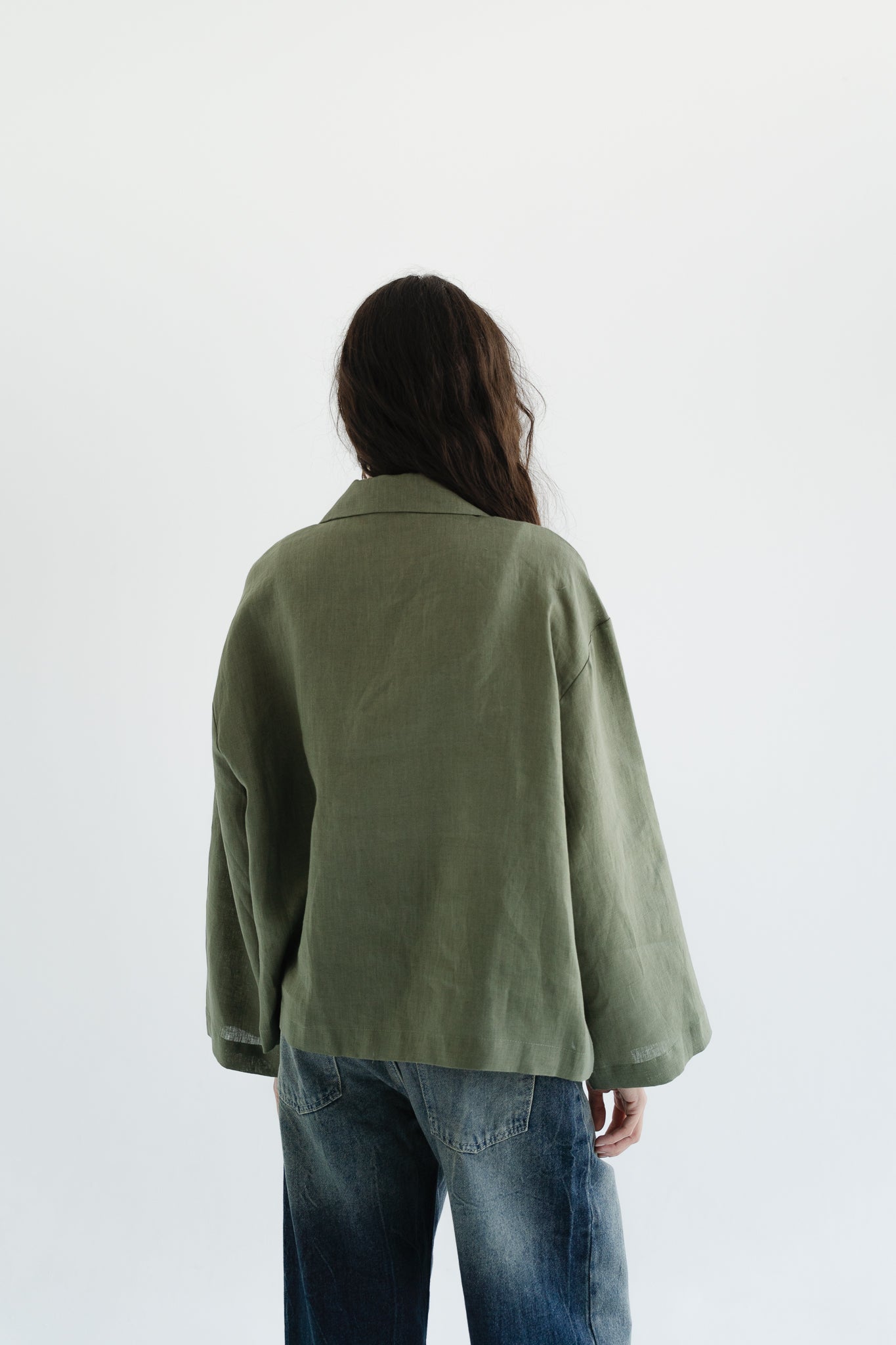 City Linen Blouse in Olive
