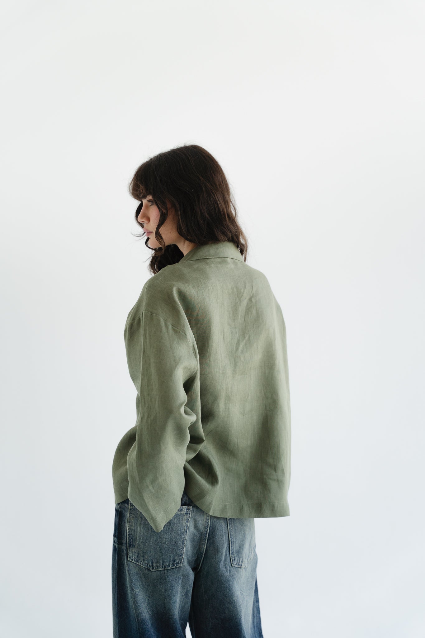 City Linen Blouse in Olive