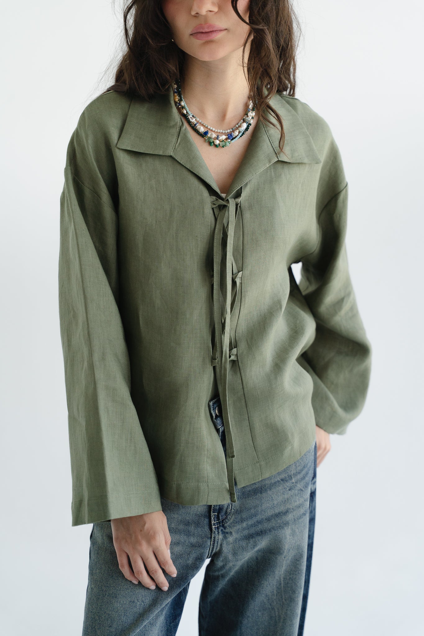 City Linen Blouse in Olive