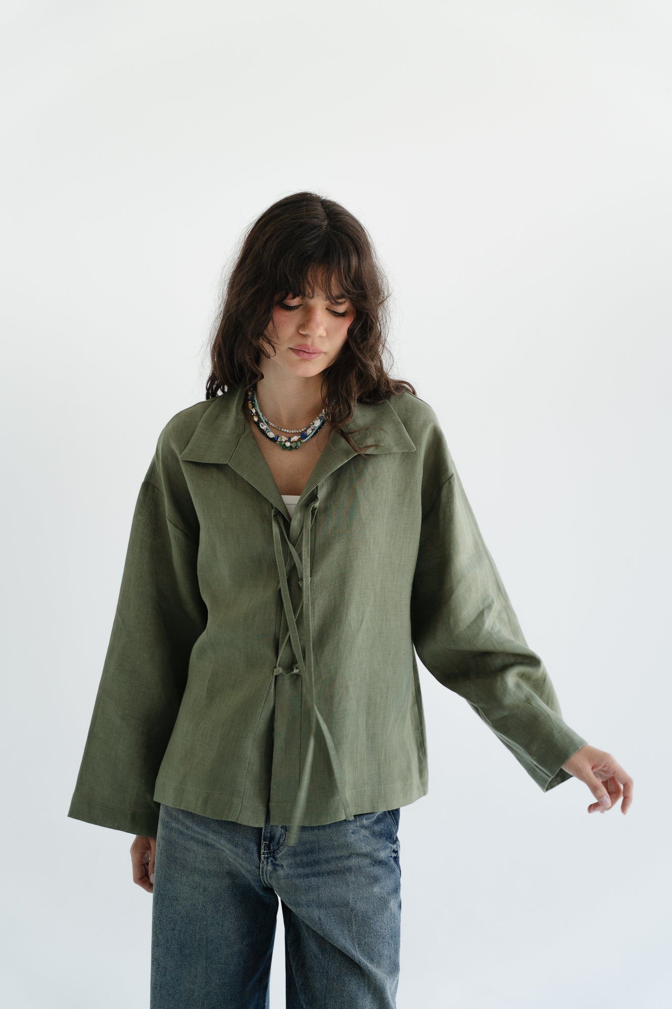 City Linen Blouse in Olive