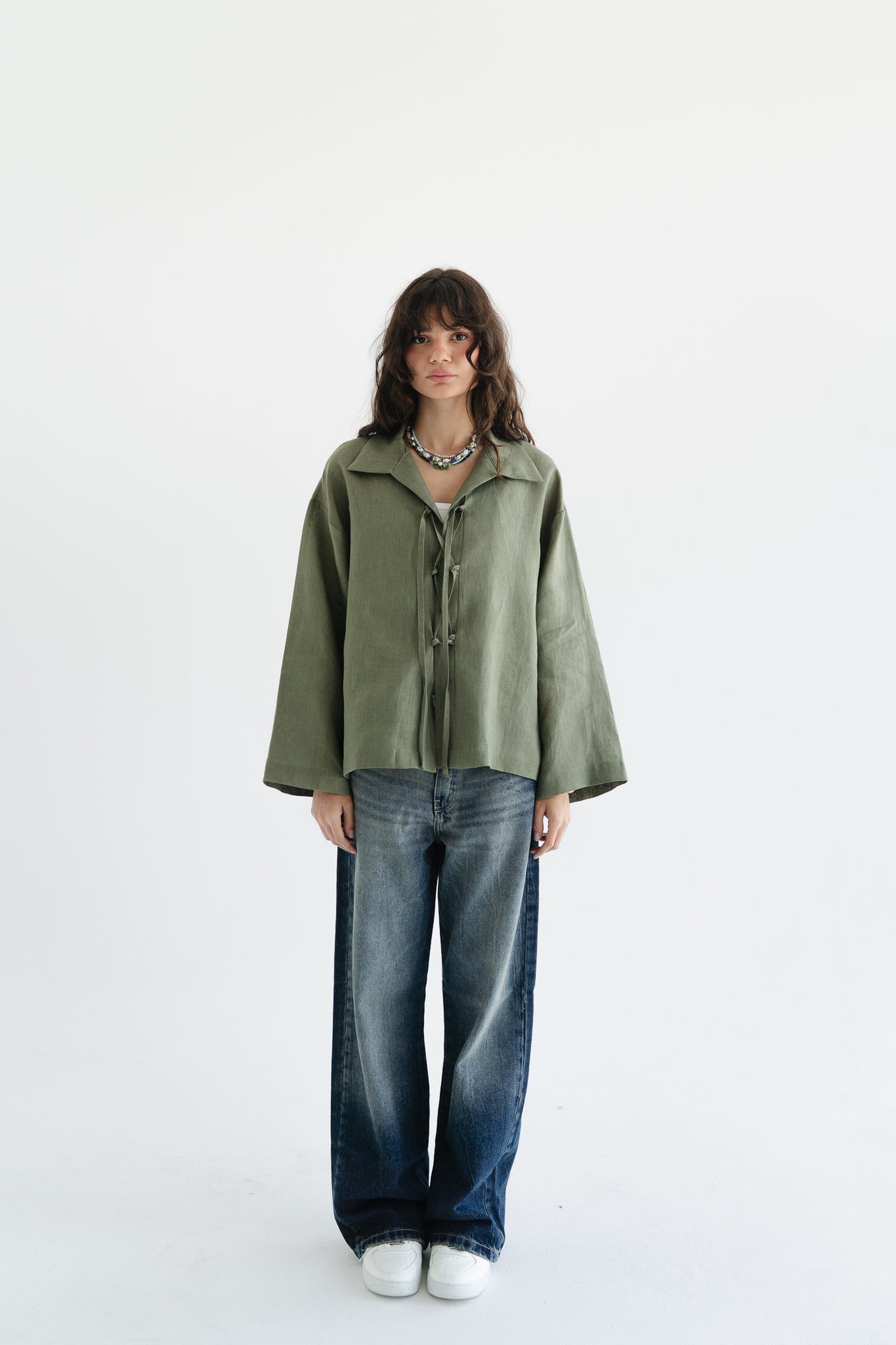 City Linen Blouse in Olive