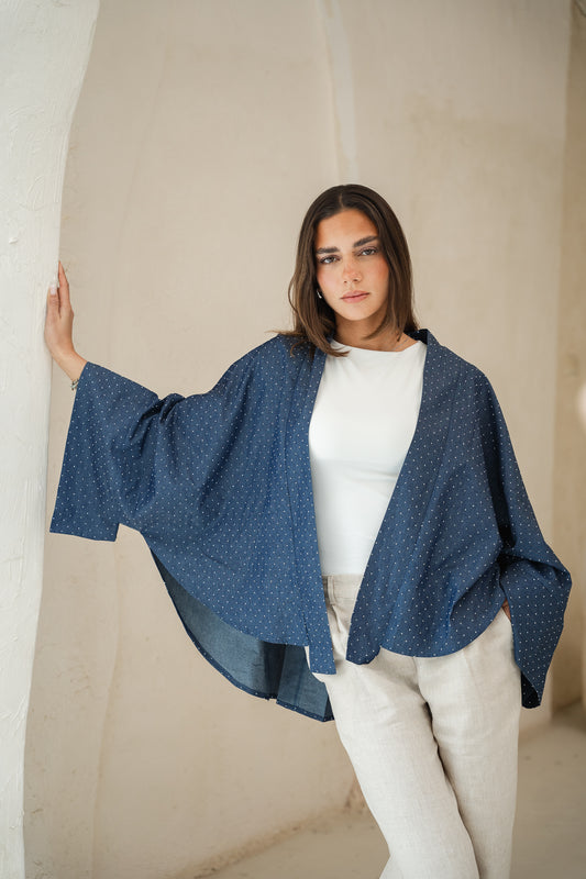 Starlight Studded Cardigan in dark blue