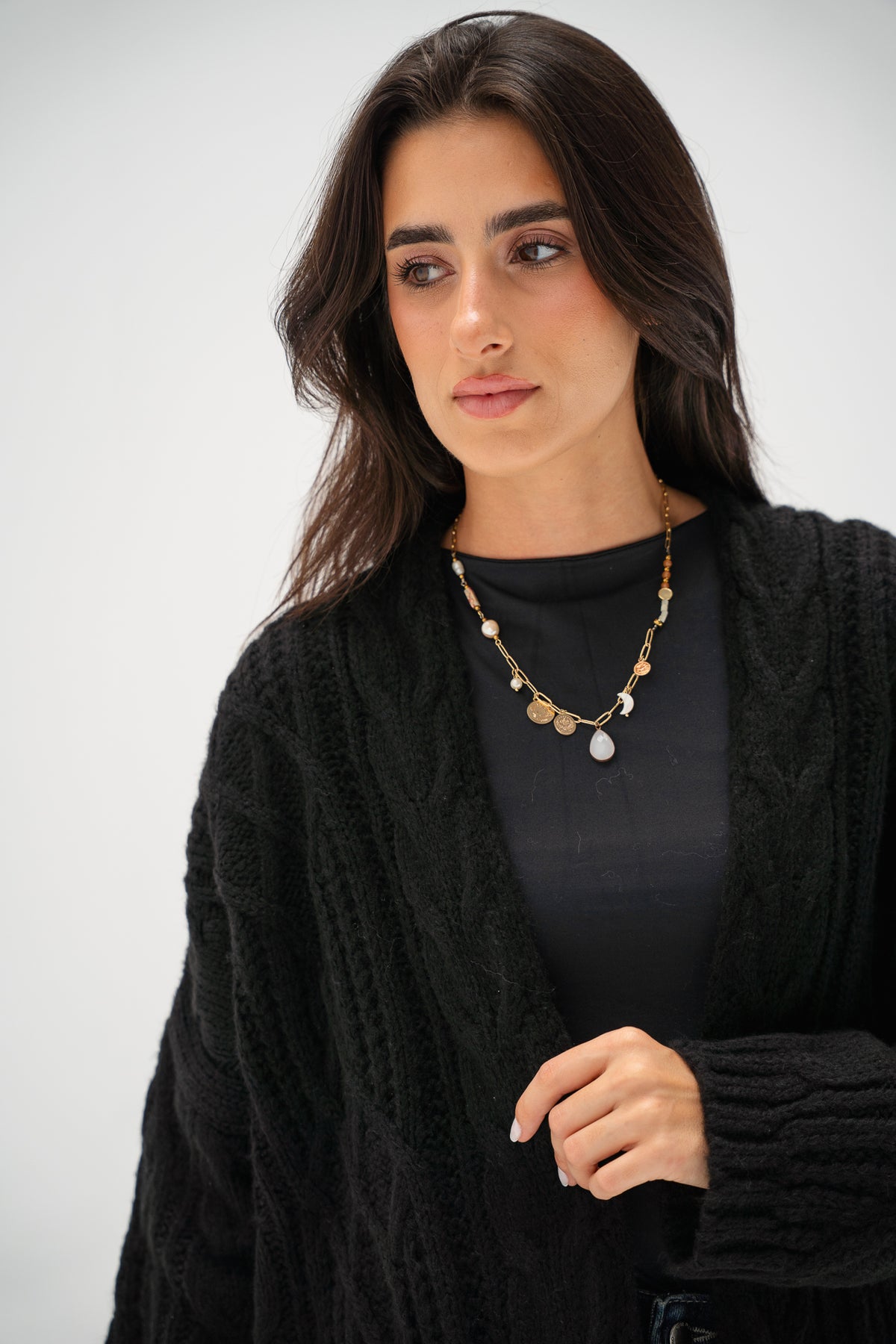 Relaxed Days Braided Cardigan in Black