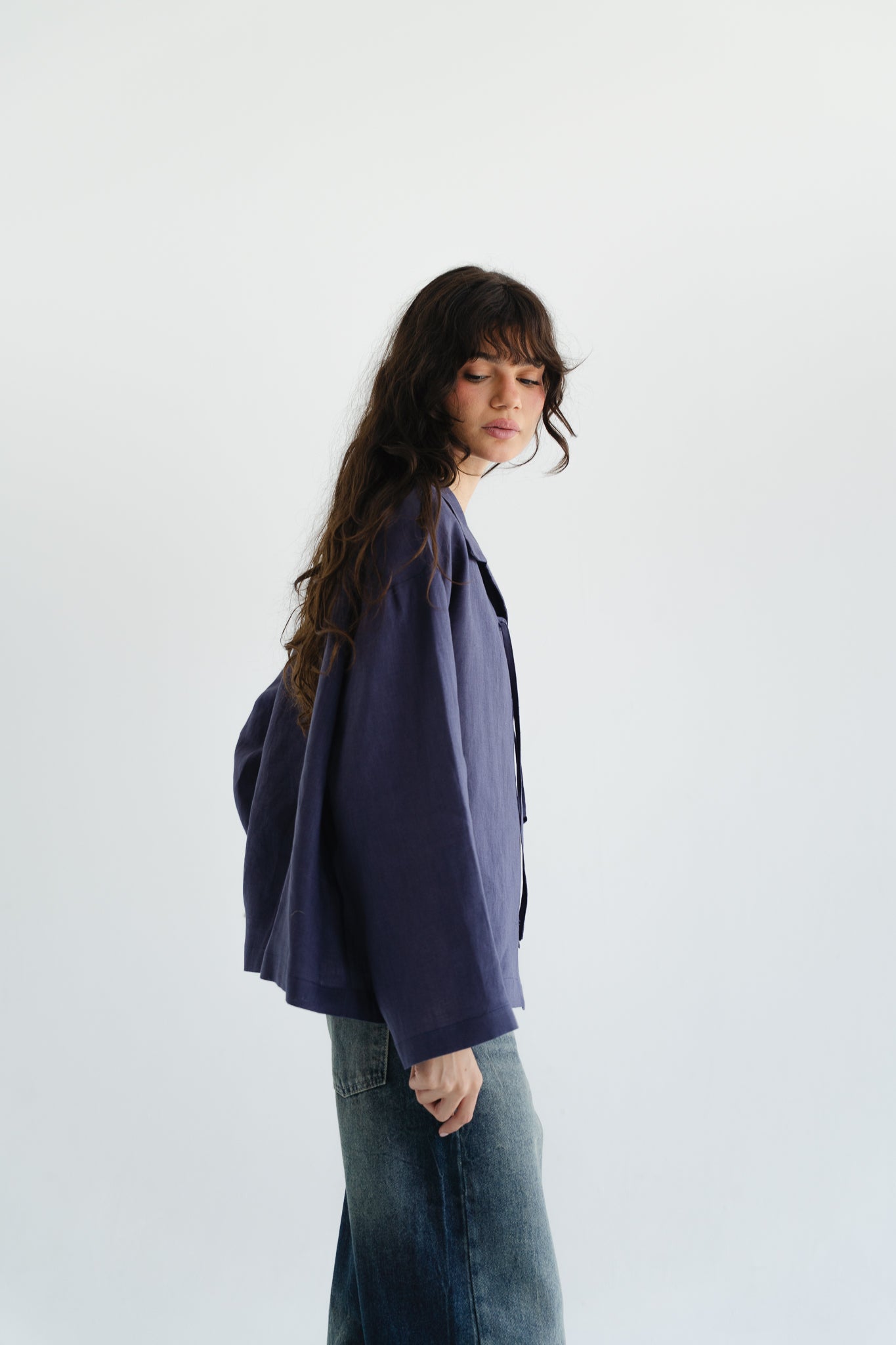 City Linen Blouse in Navy