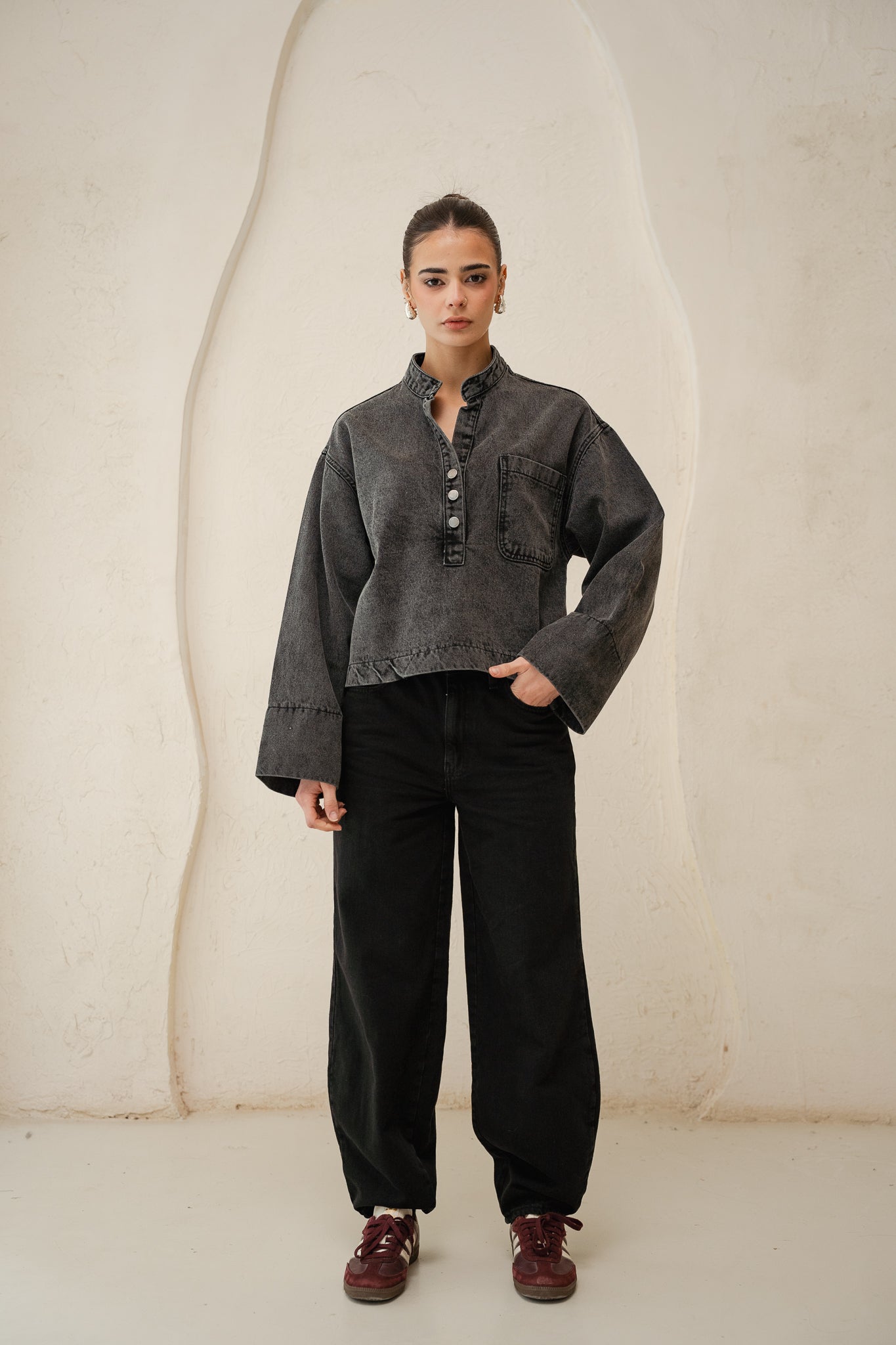 Enchanted Denim Top in Grey