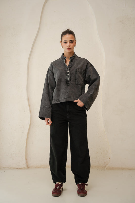 Enchanted Denim Top in Grey