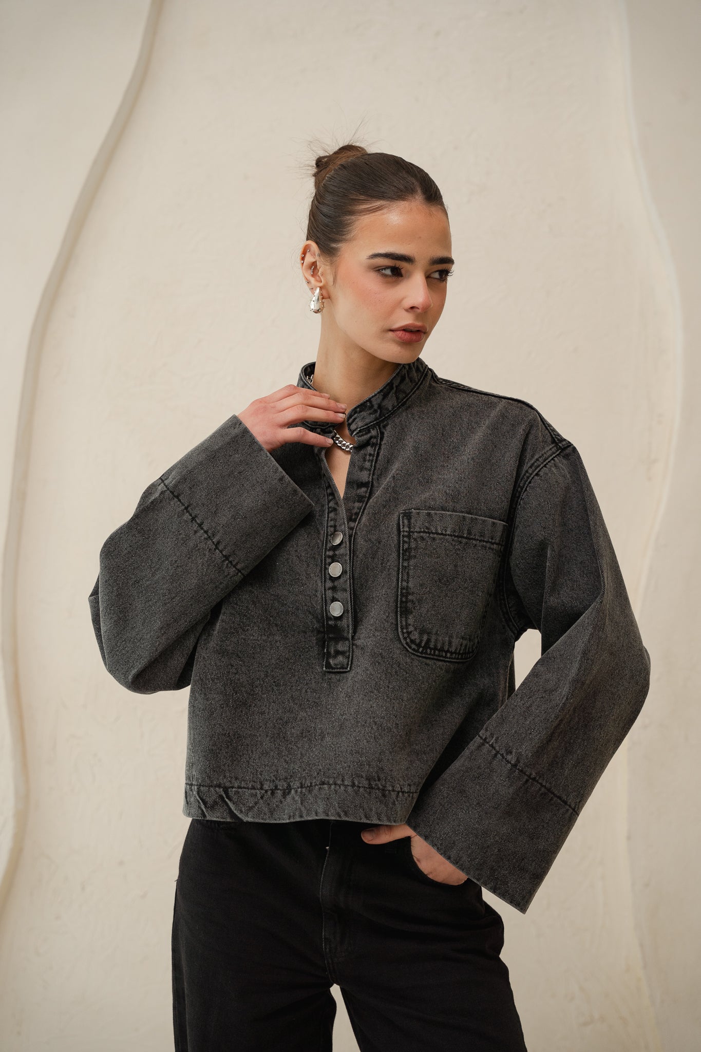 Enchanted Denim Top in Grey