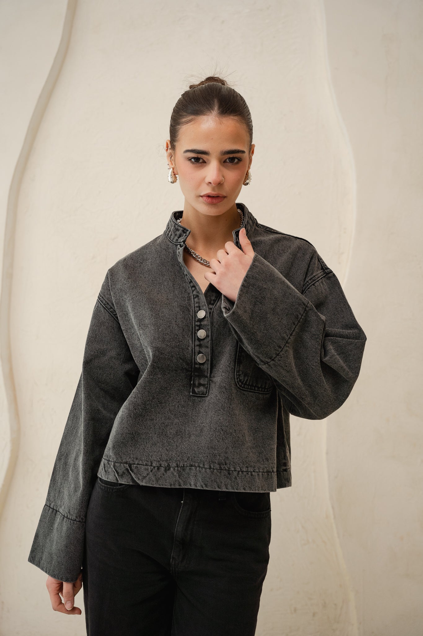 Enchanted Denim Top in Grey