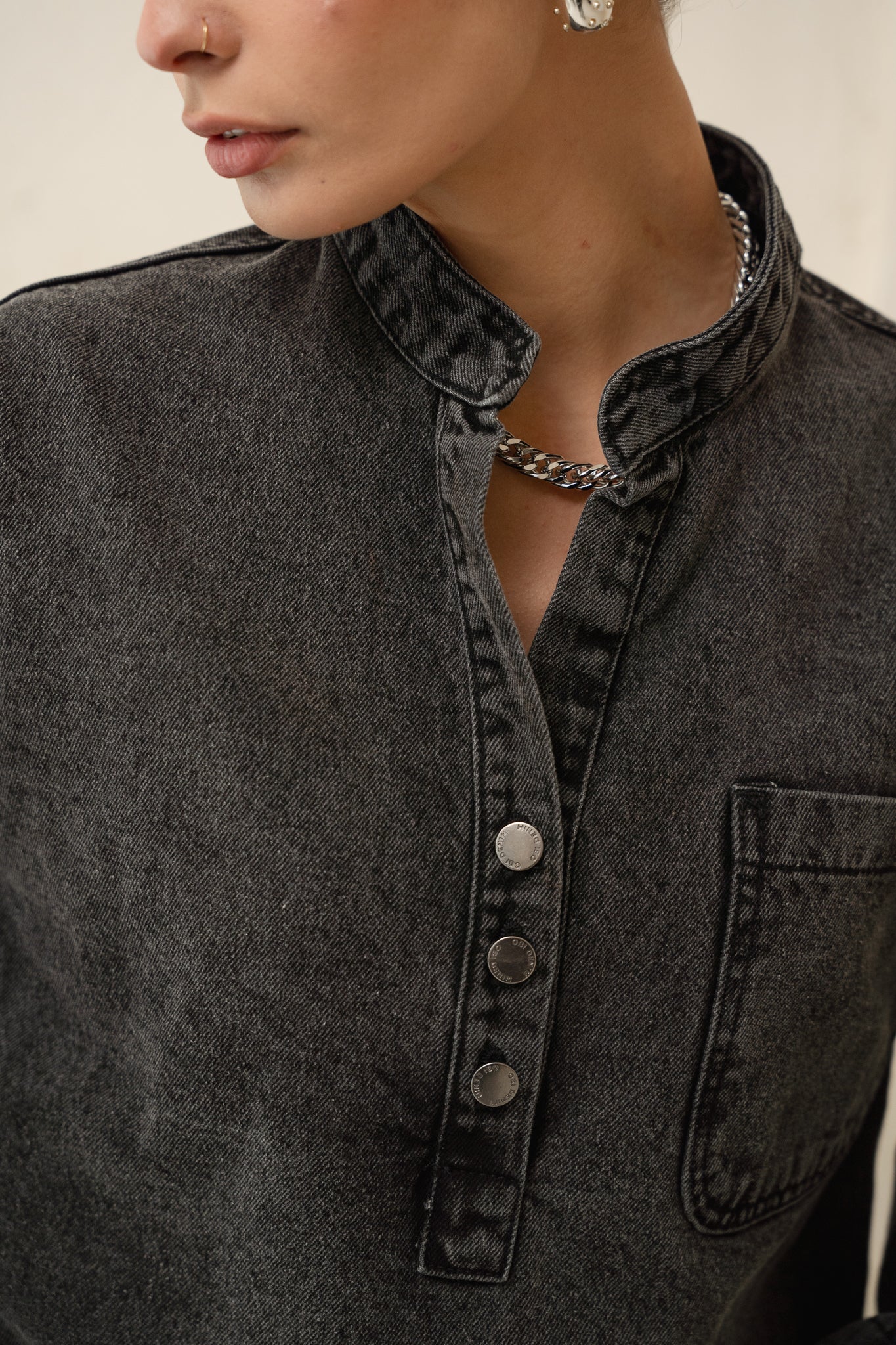 Enchanted Denim Top in Grey