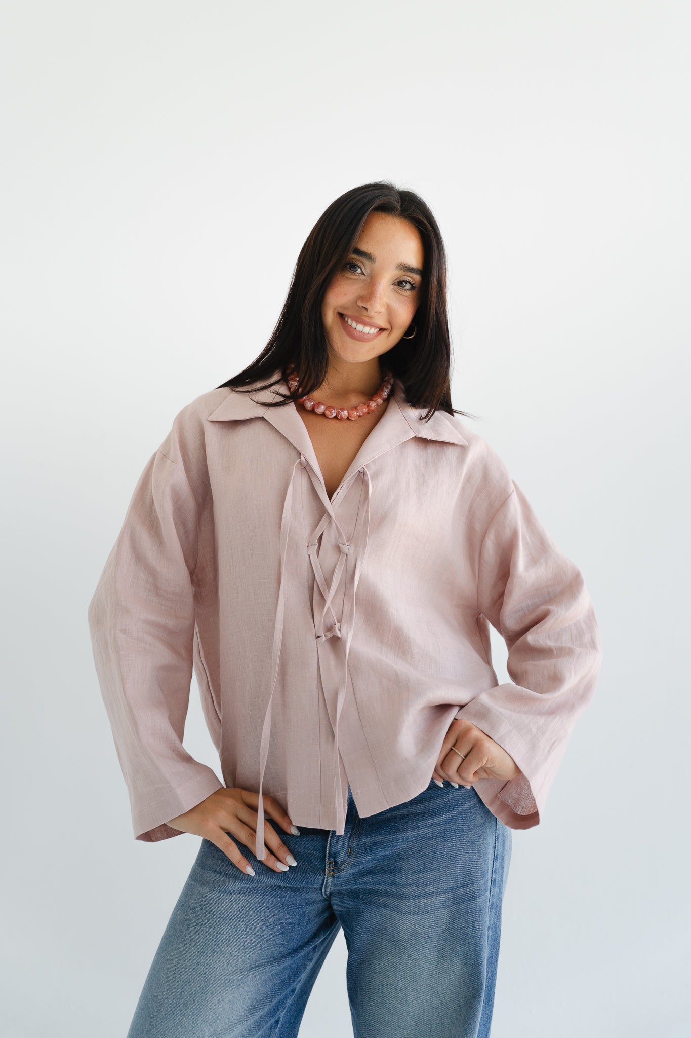 City Linen Blouse in Rose