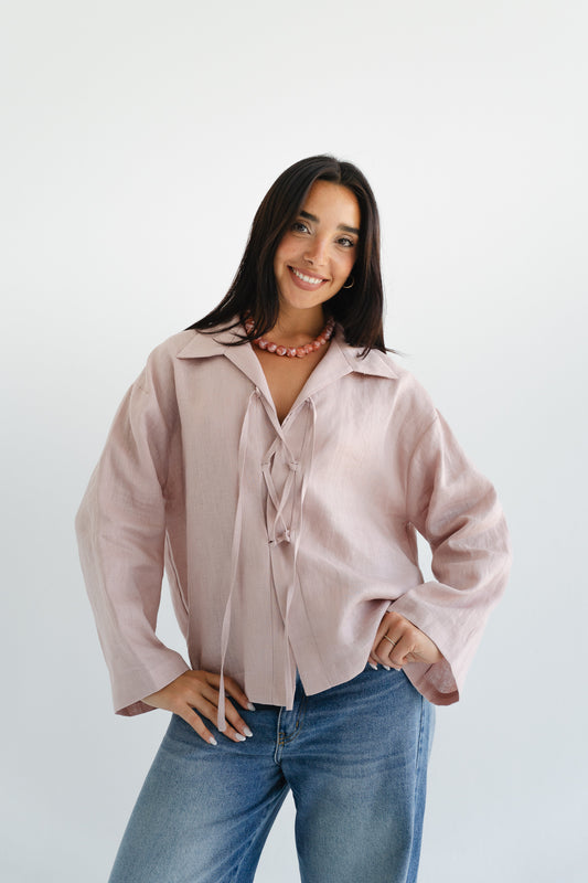 City Linen Blouse in Rose