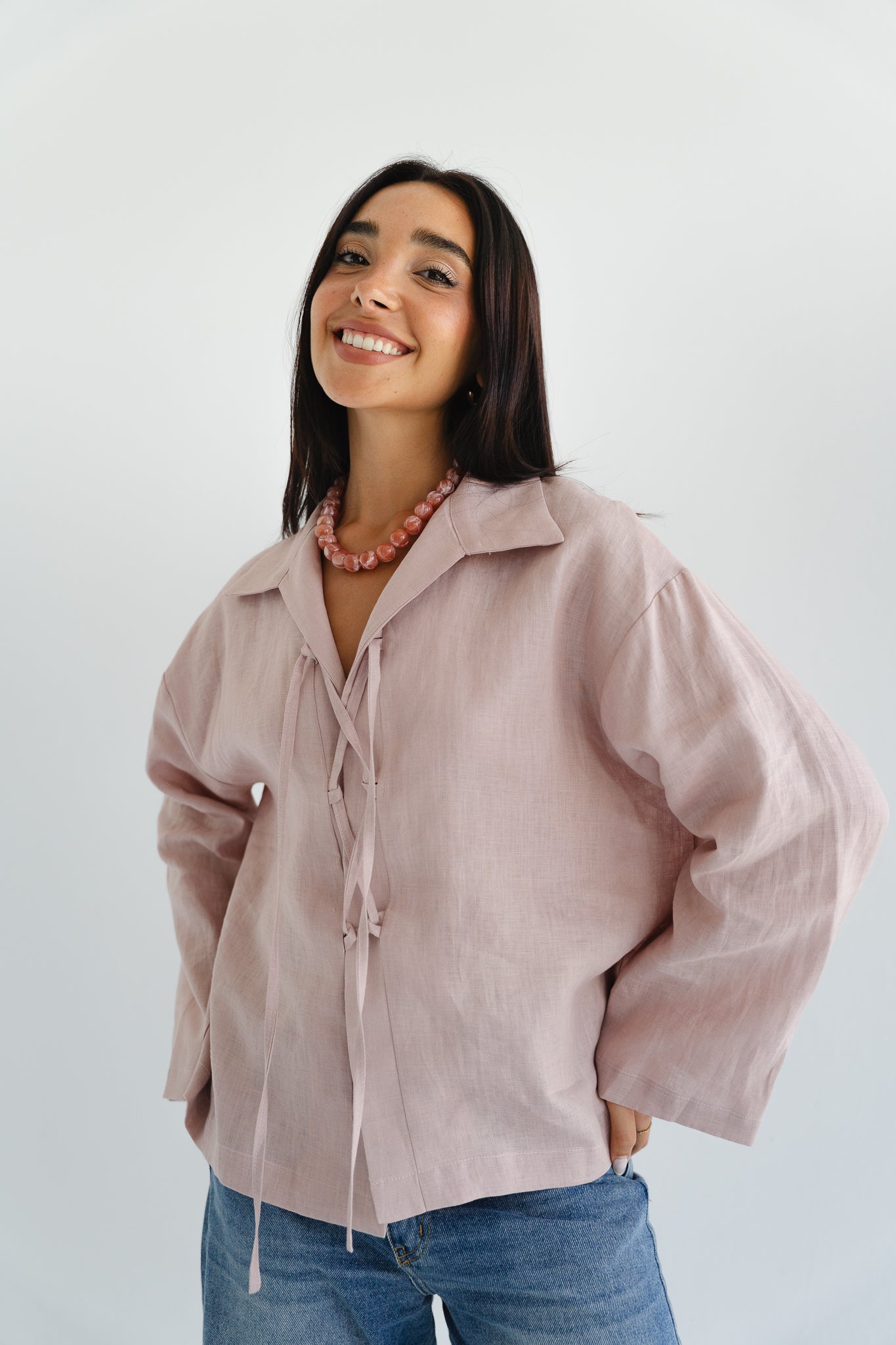 City Linen Blouse in Rose