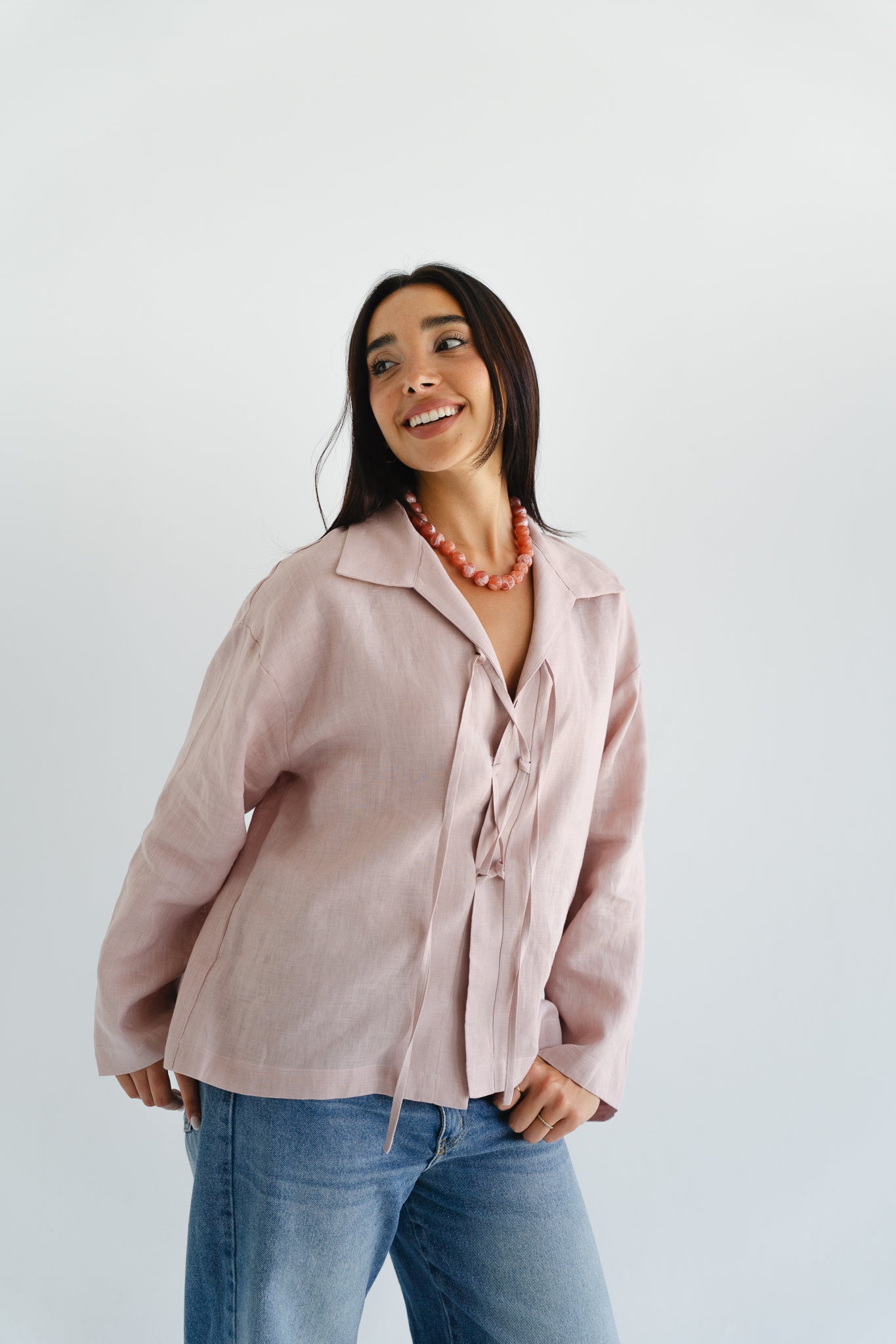 City Linen Blouse in Rose