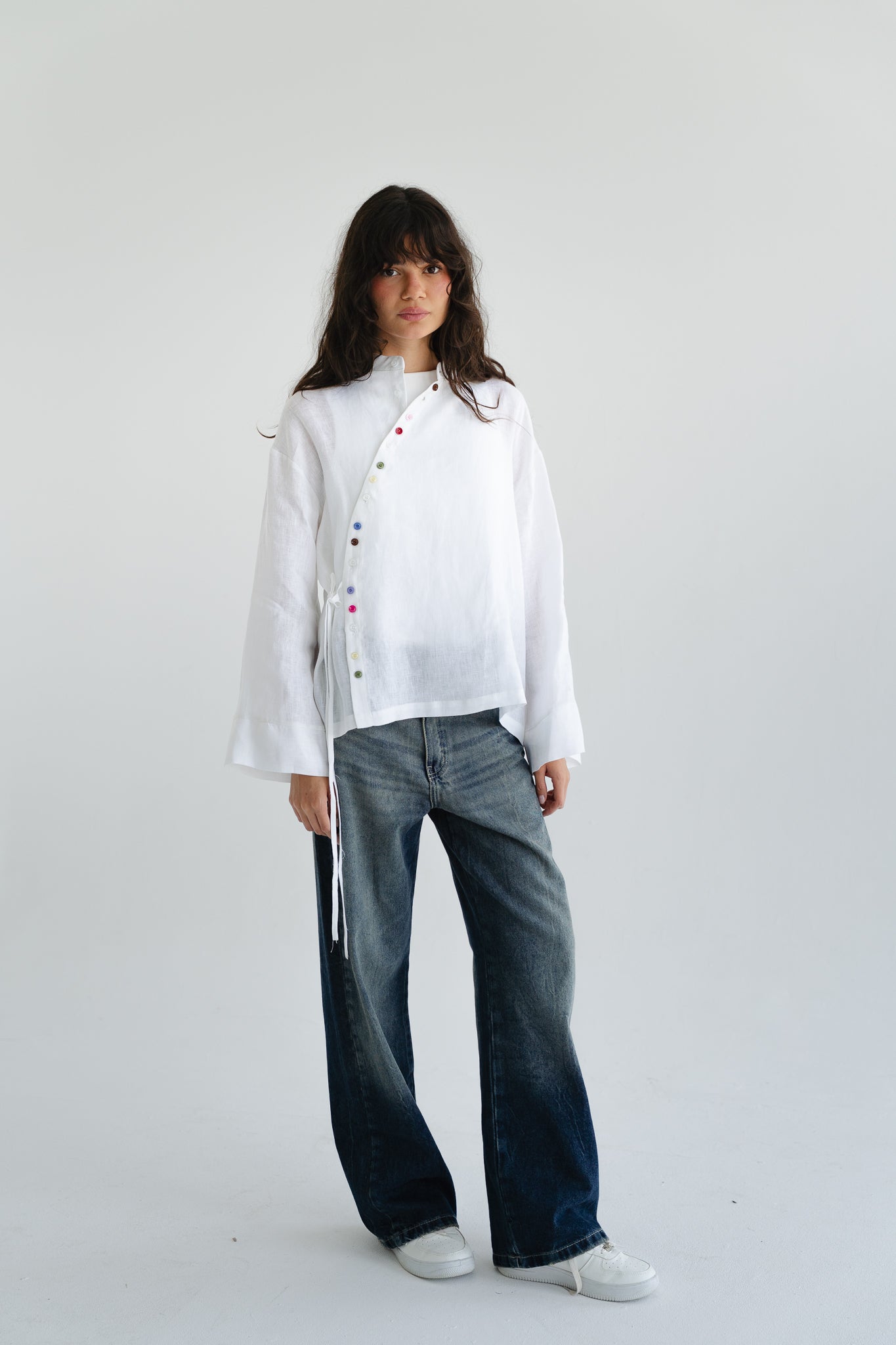 Petals Linen Shirt in White