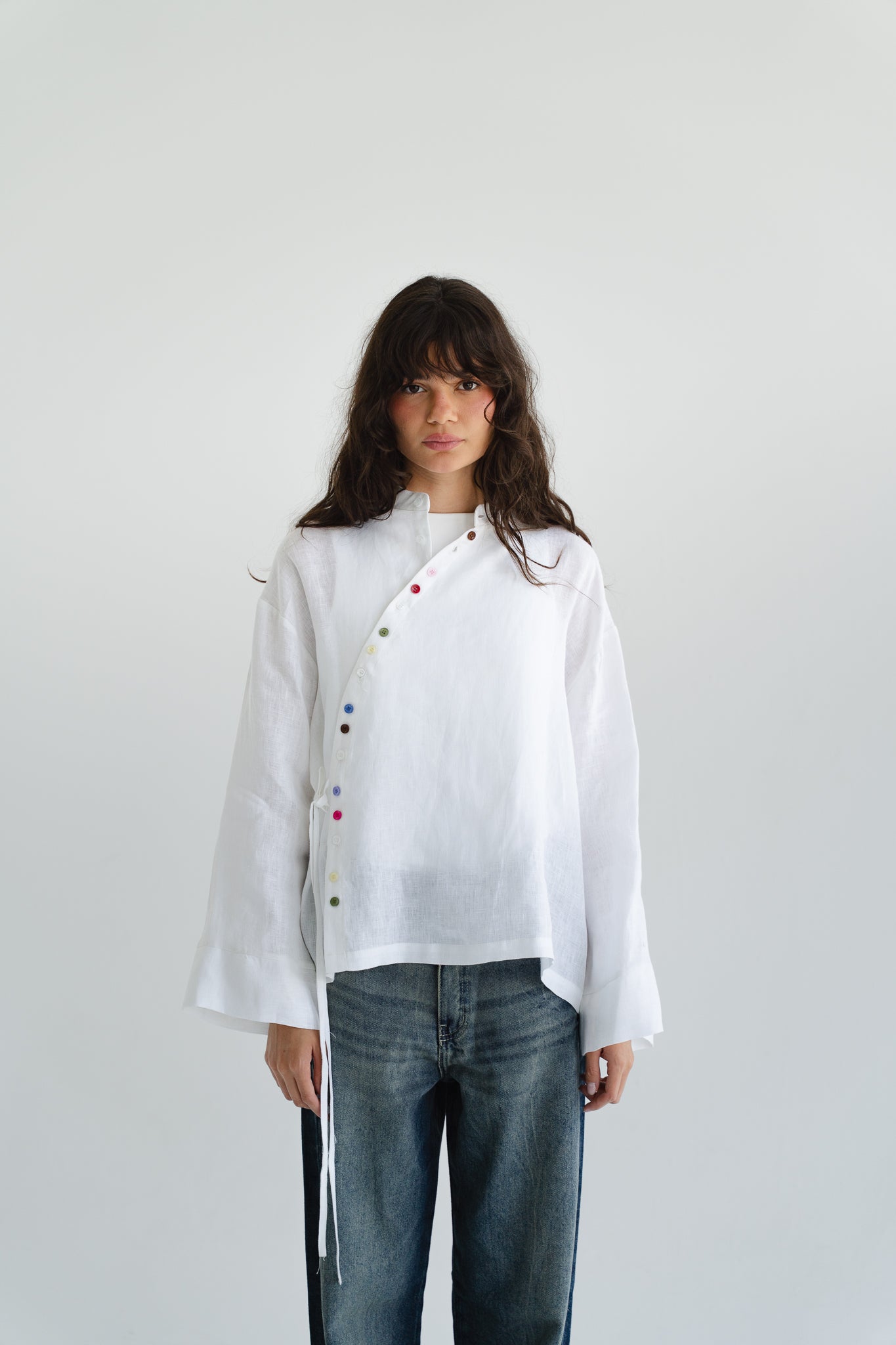 Petals Linen Shirt in White