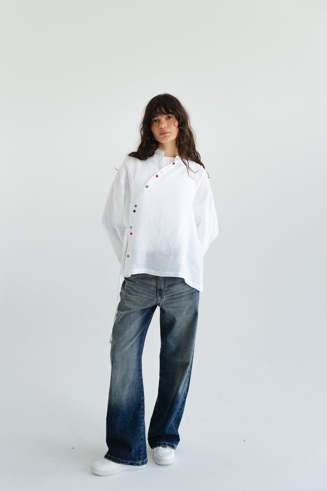 Petals Linen Shirt in White