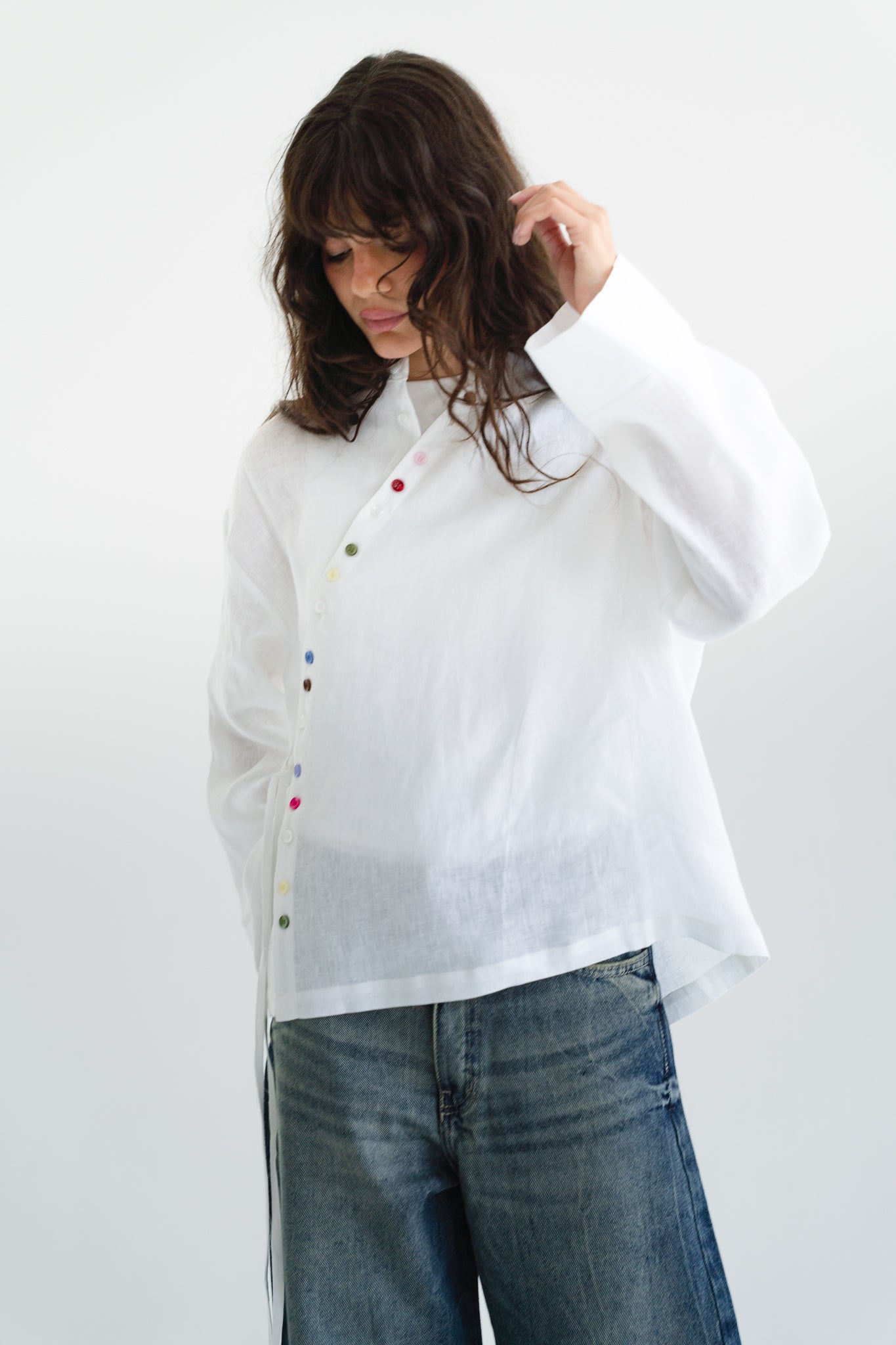 Petals Linen Shirt in White