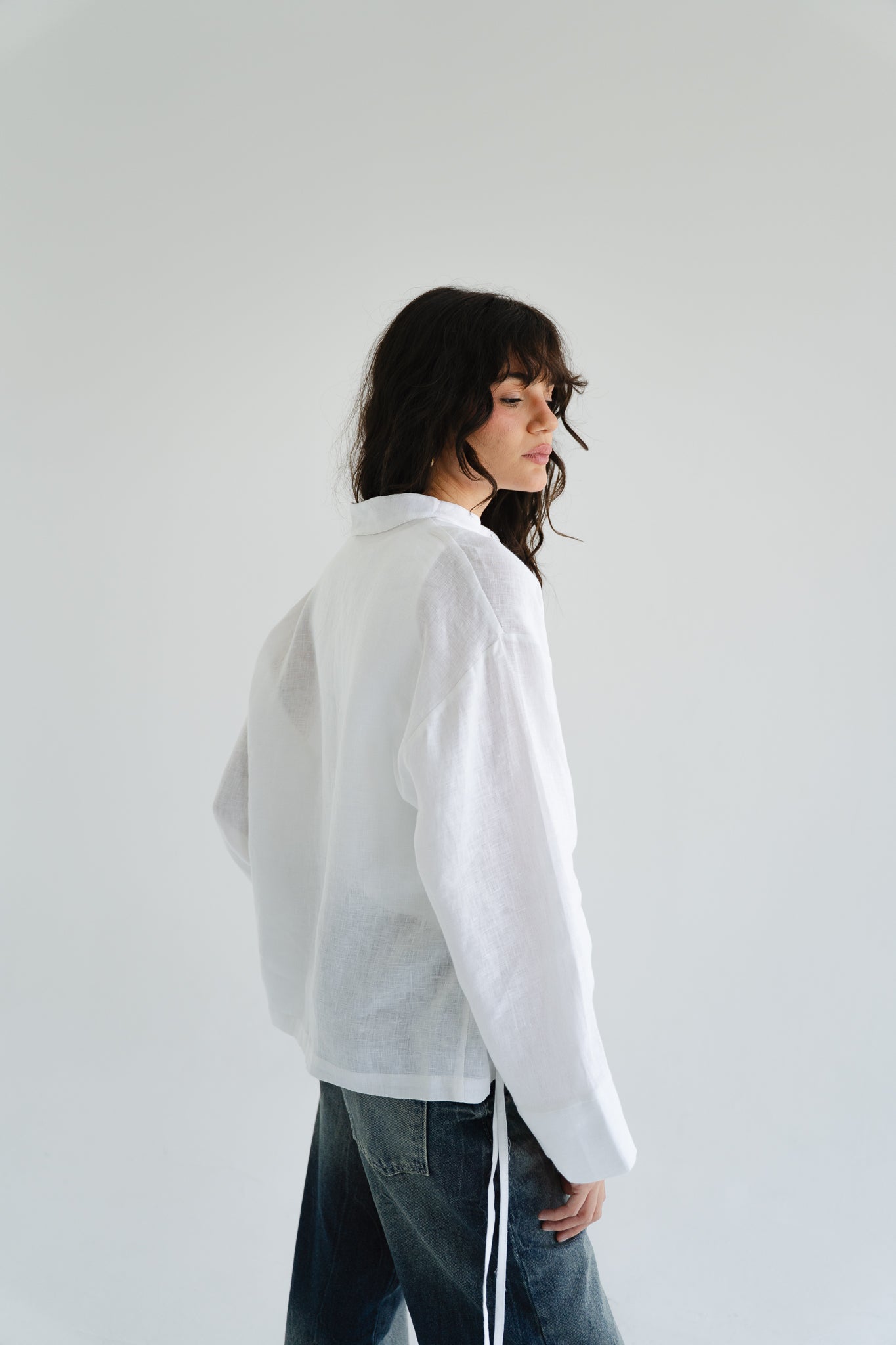 Petals Linen Shirt in White