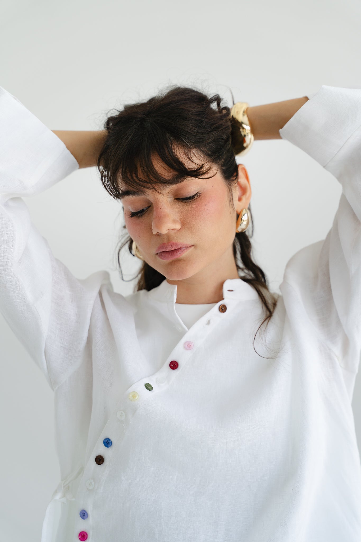 Petals Linen Shirt in White