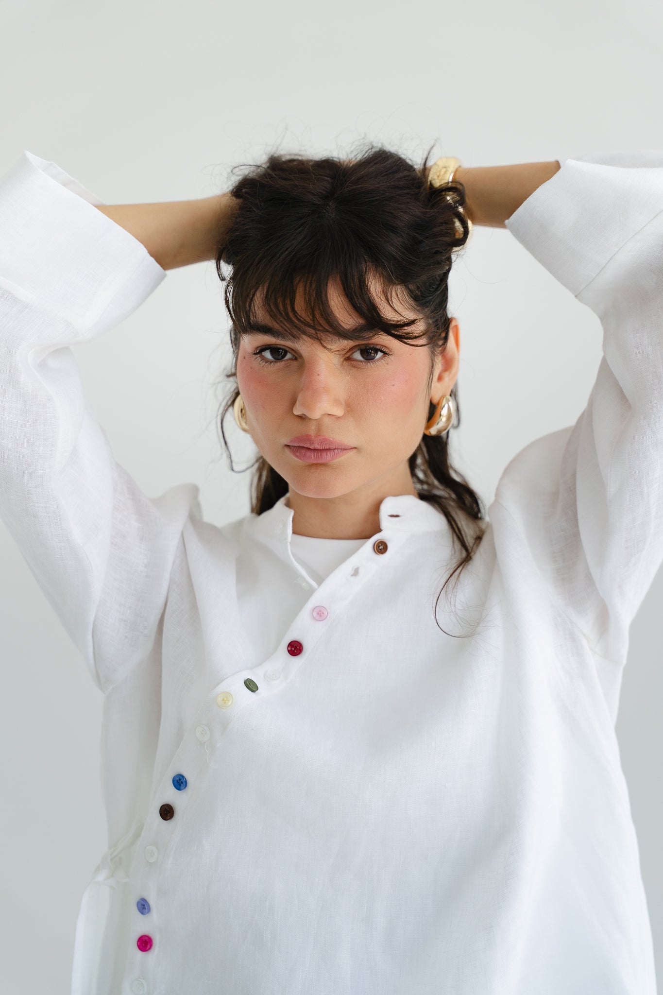 Petals Linen Shirt in White