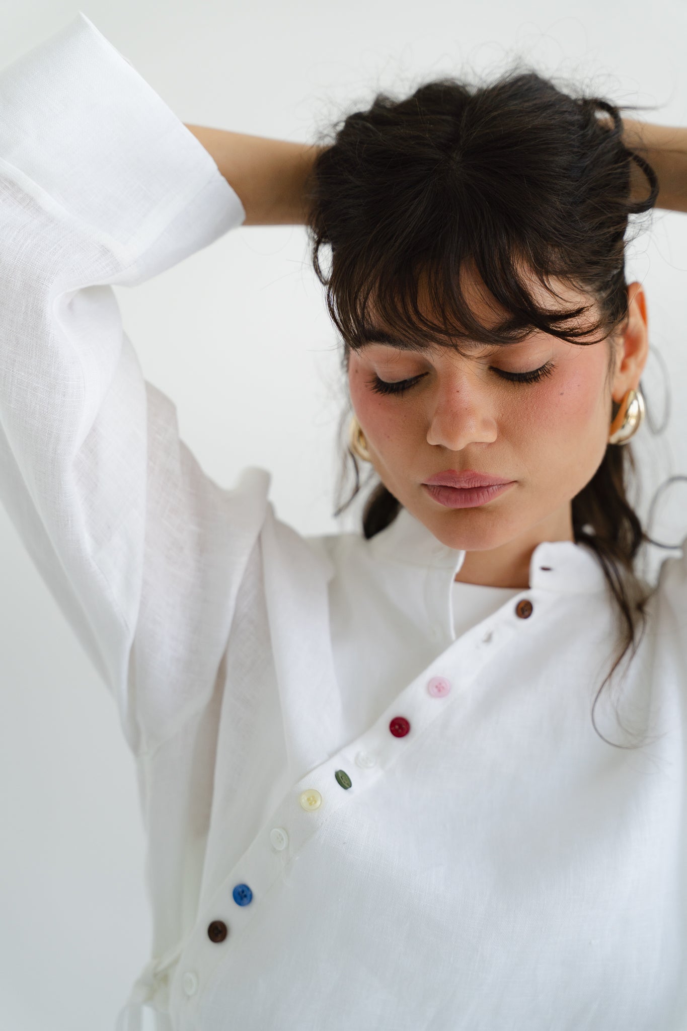 Petals Linen Shirt in White