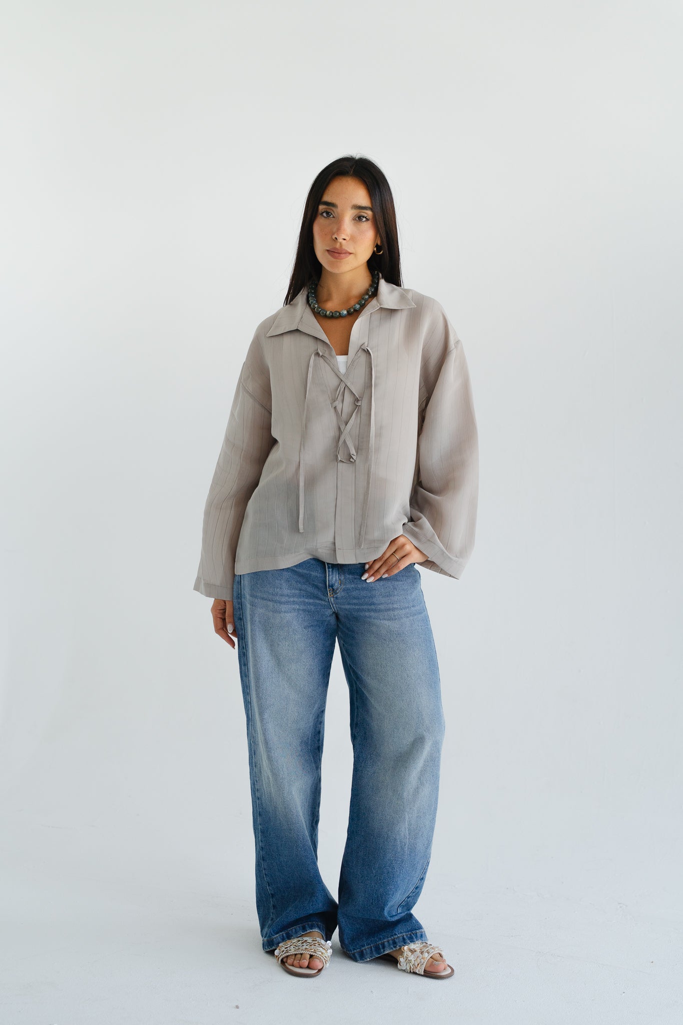 The Smokey Blouse in Taupe