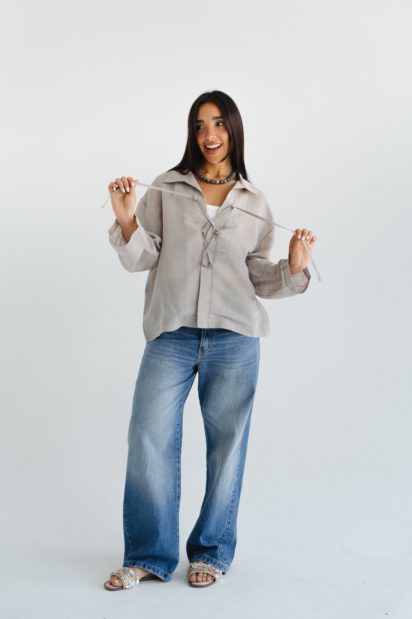 The Smokey Blouse in Taupe