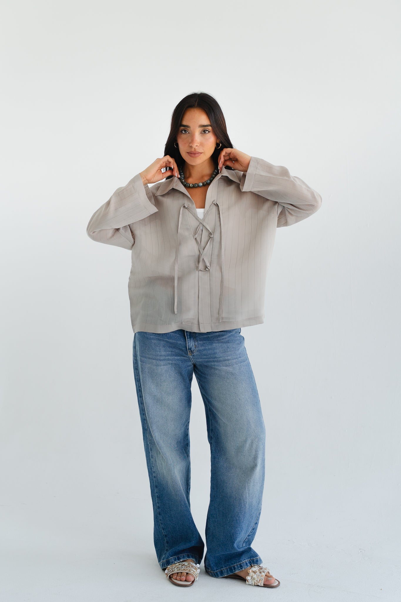 The Smokey Blouse in Taupe