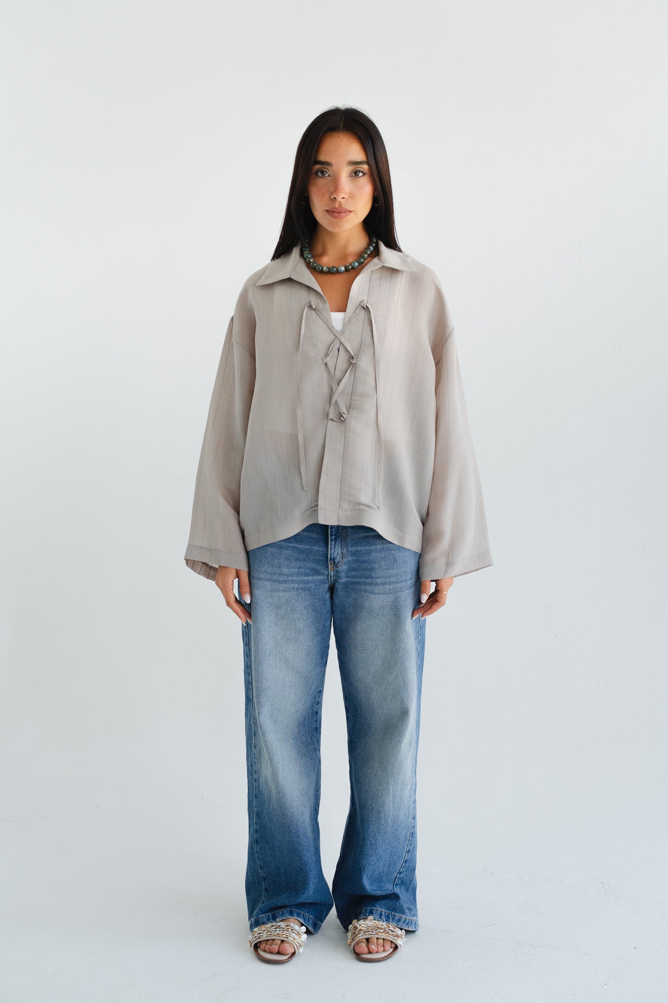 The Smokey Blouse in Taupe