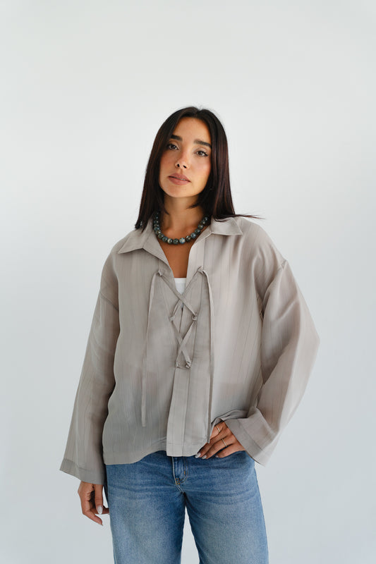 The Smokey Blouse in Taupe