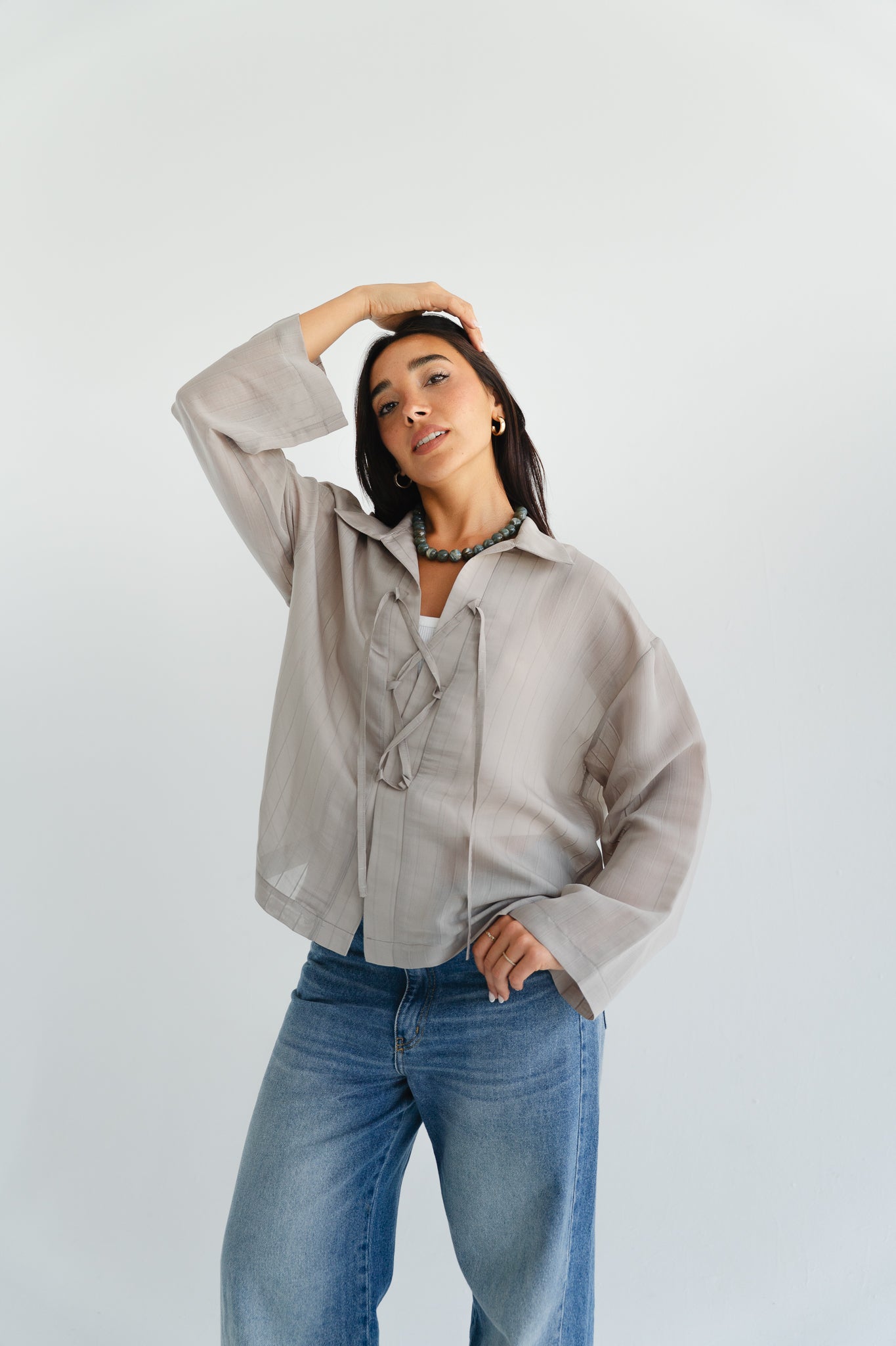 The Smokey Blouse in Taupe