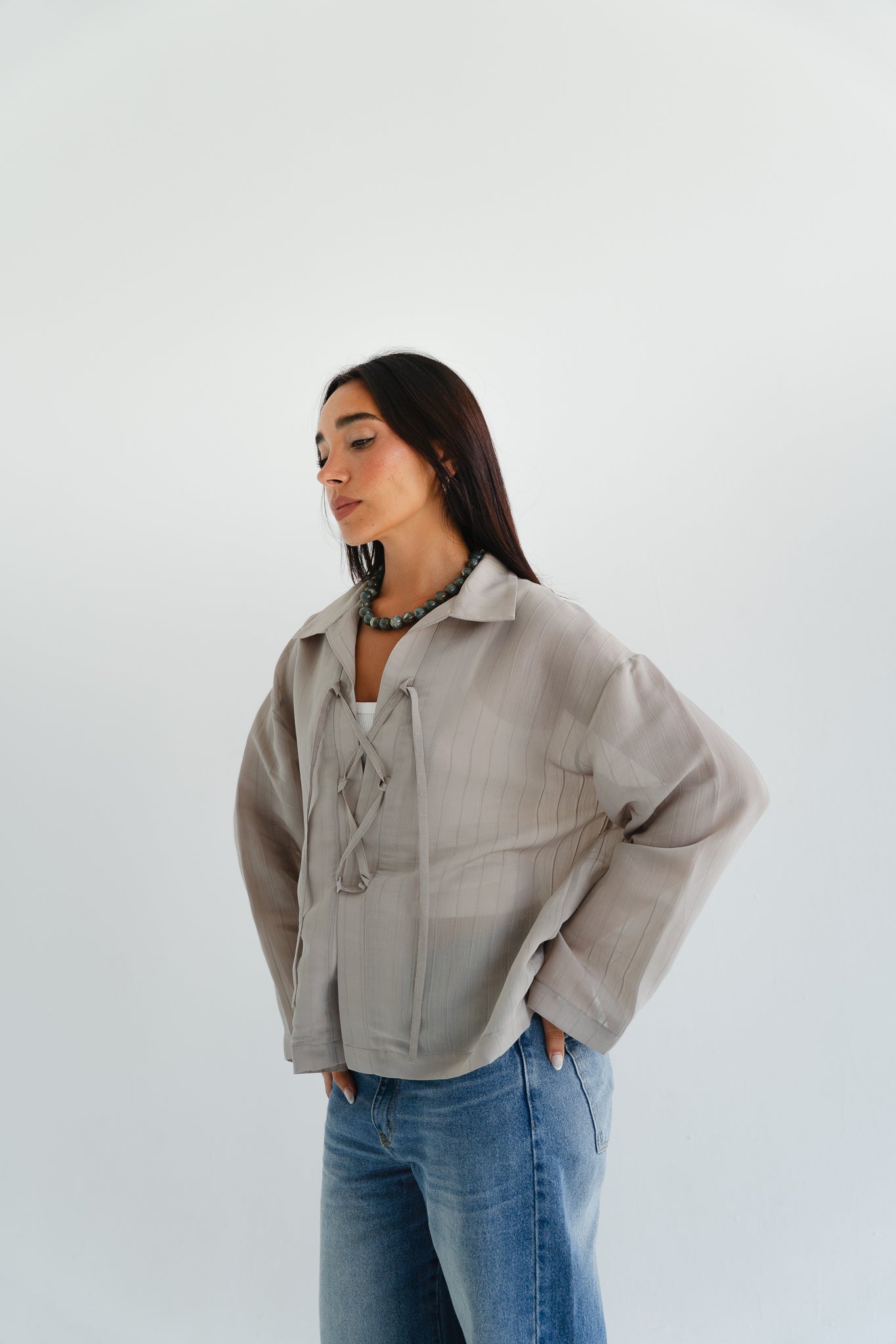 The Smokey Blouse in Taupe