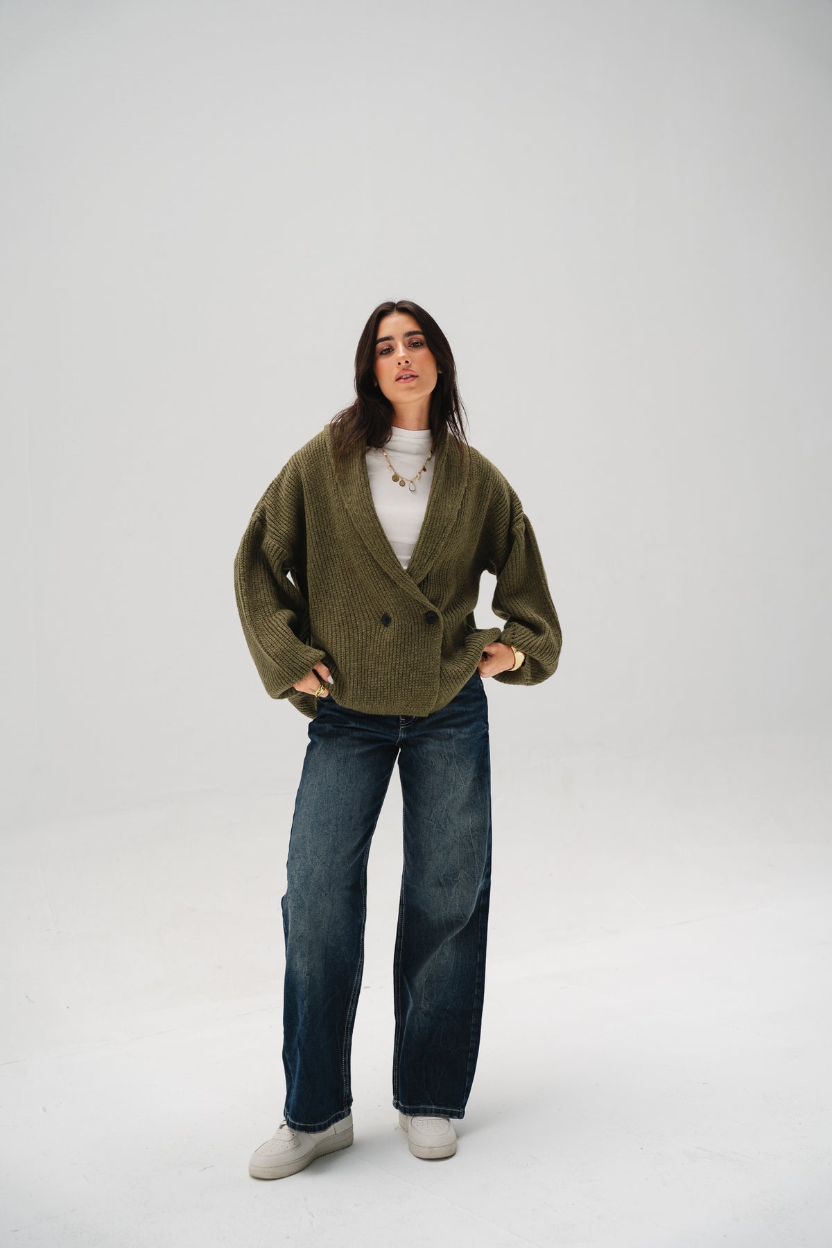 Cinnamon Knit Cardigan in Olive