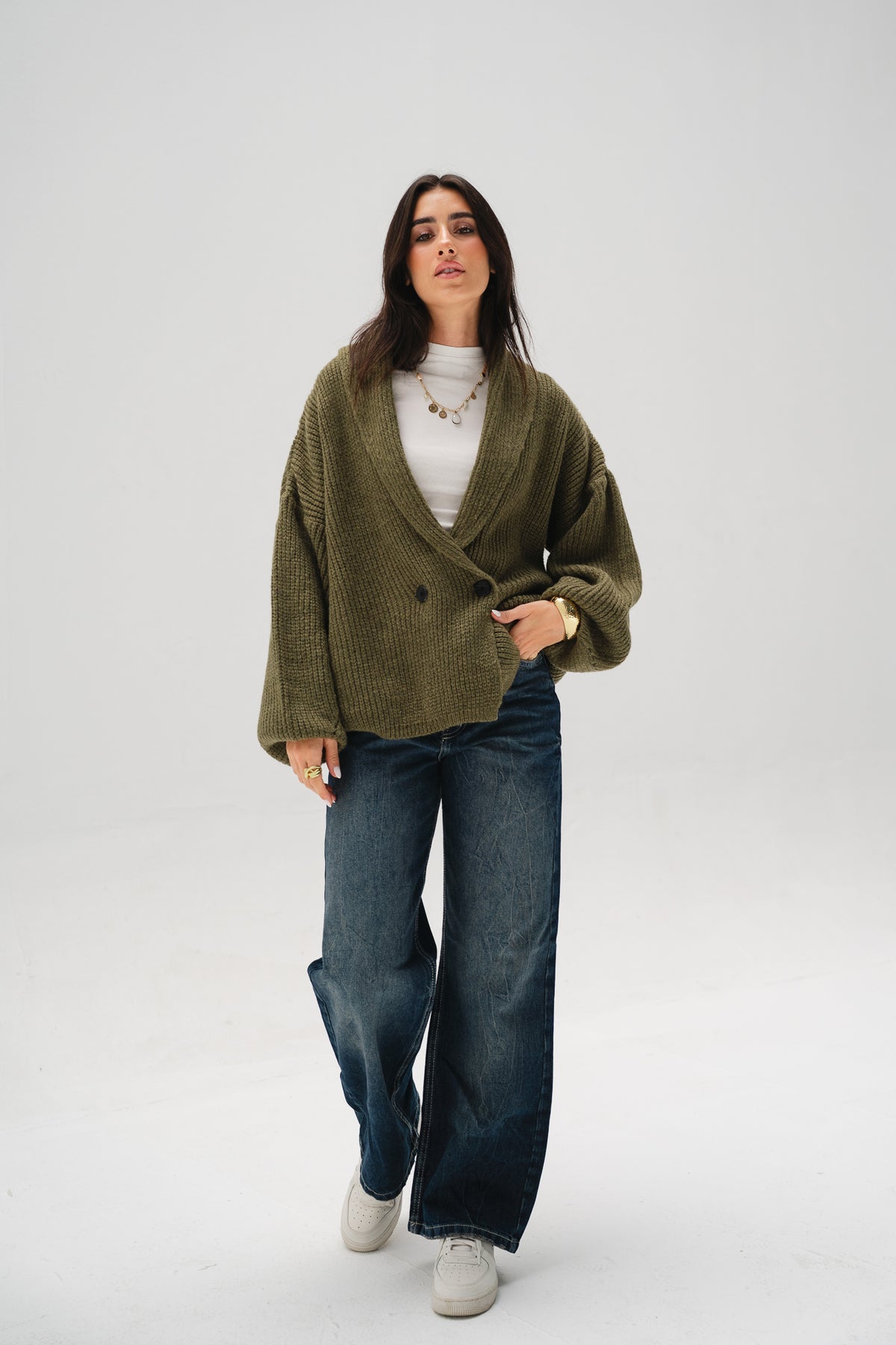 Cinnamon Knit Cardigan in Olive